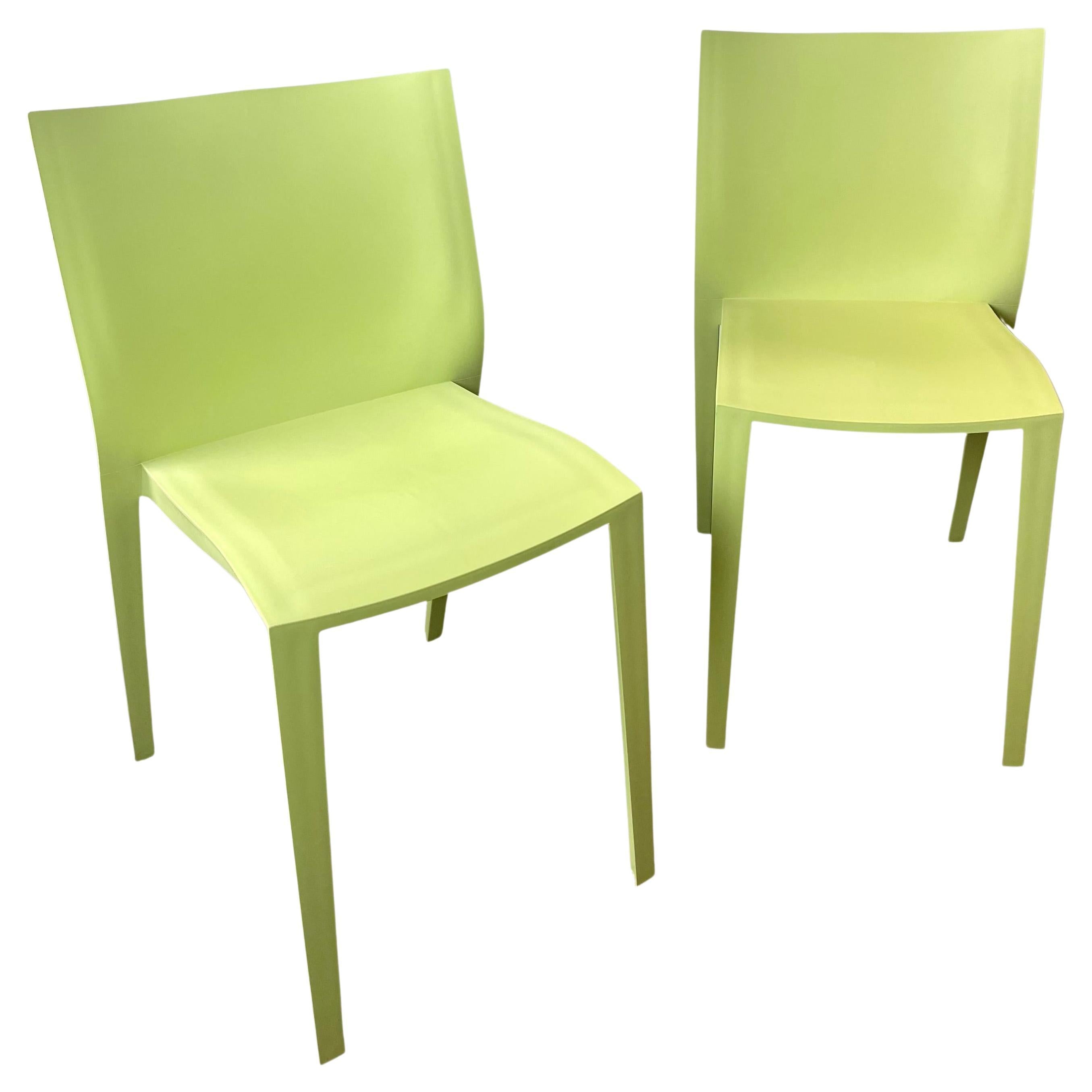 Philippe Starck, ensemble de 2 chaises vertes françaises, design Slick XO - France