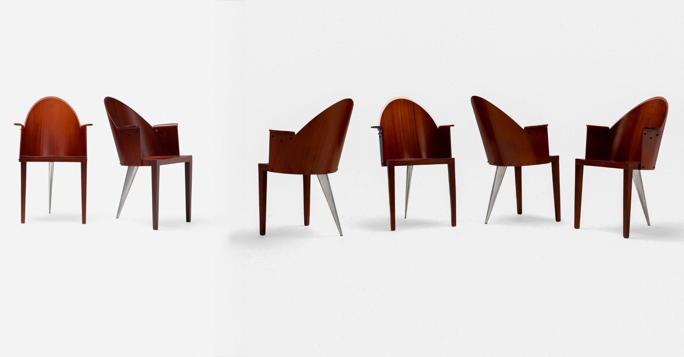 Set of 6 Philippe Starck “Royalton” Dining Chairs for the Royalton Hotel, 1988, by Driade (Aleph)
A complete set of six iconic dining chairs designed by Philippe Starck for the groundbreaking redesign of New York’s Royalton Hotel in 1988.