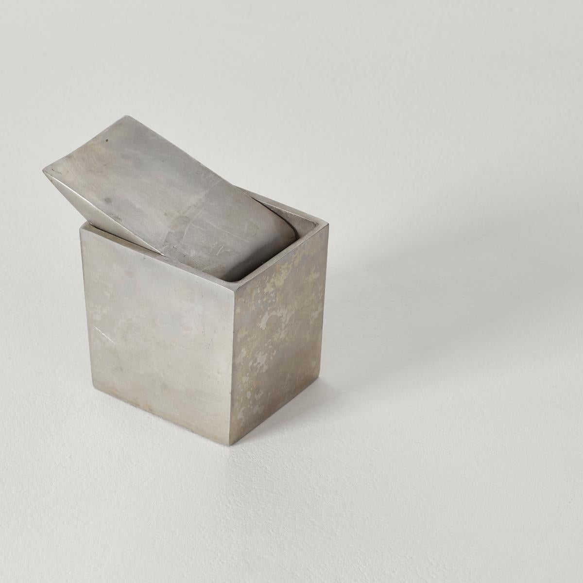 Metal Philippe Starck silver box ash tray for the Royalton Hotel, XO, France, 1980s