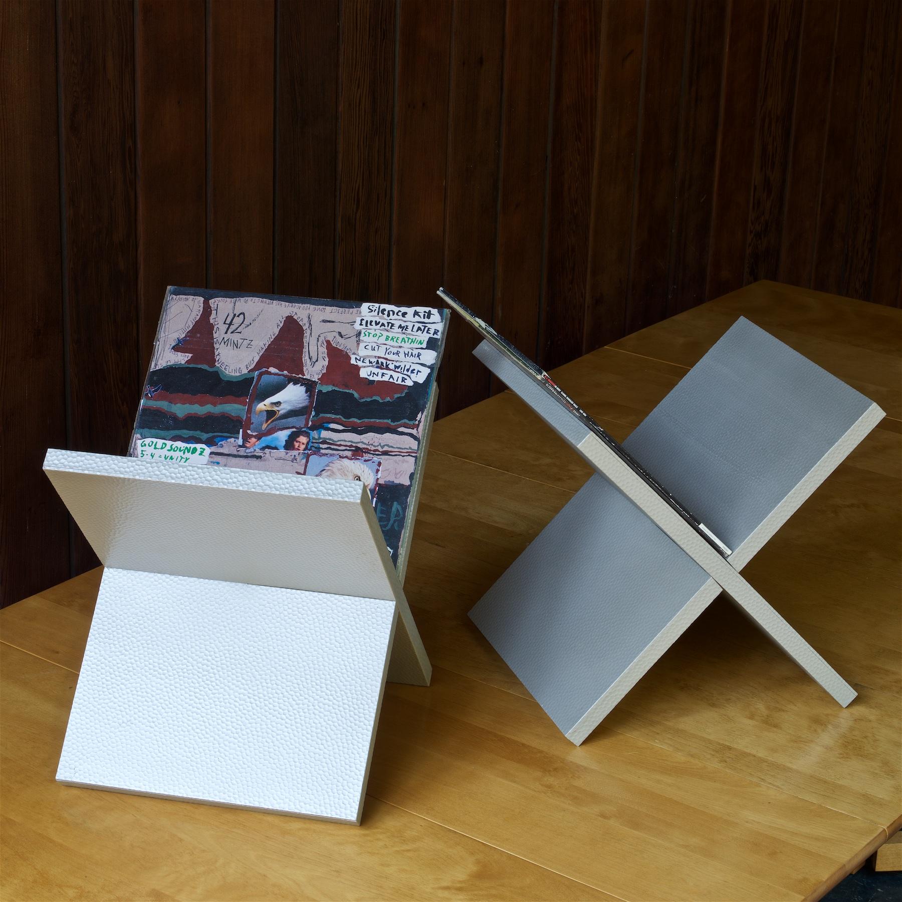 American Philippe Starck Silver X Racks HiFi Vinyl Record Album LP Book Shelf Sculpture