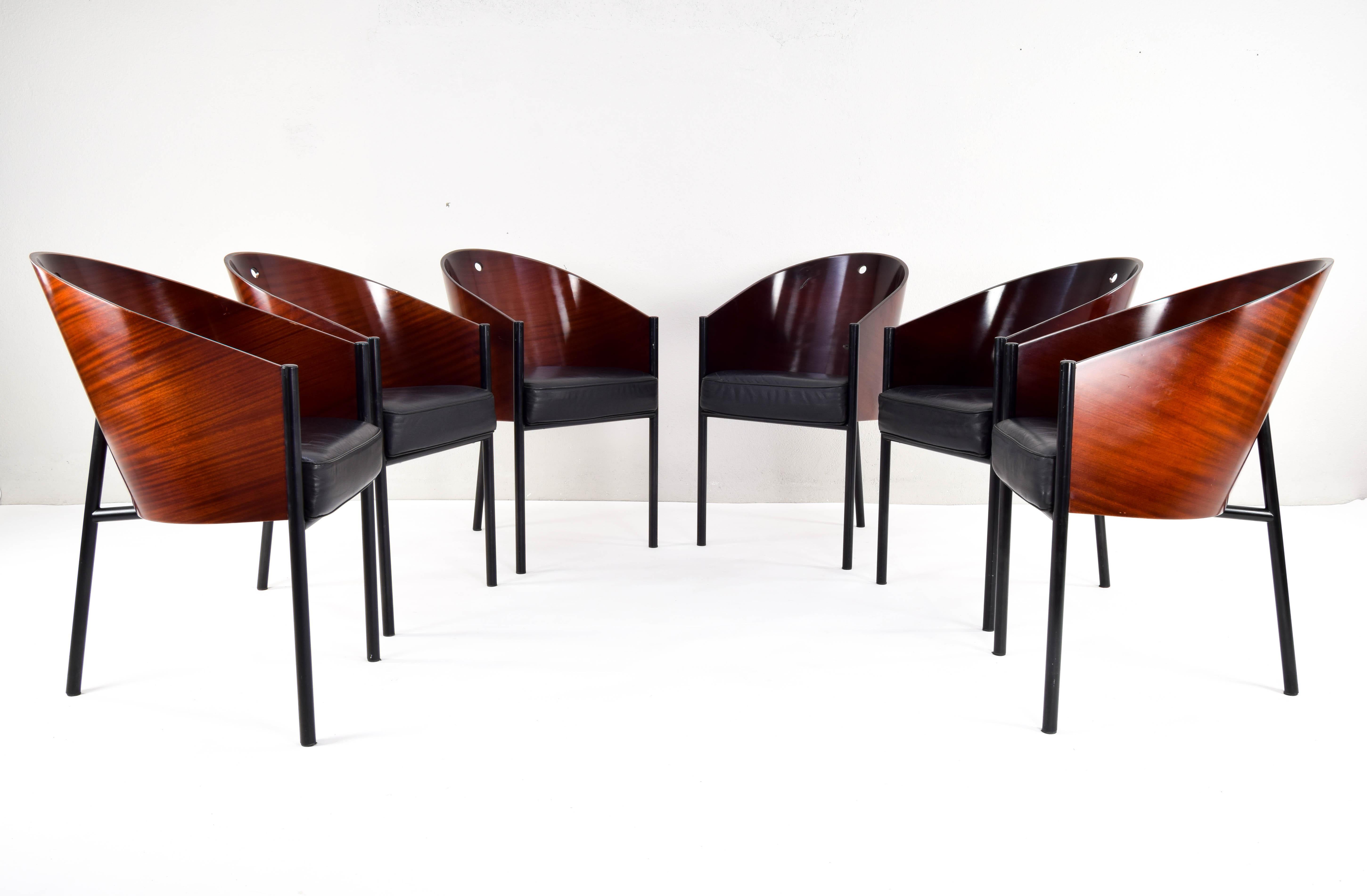 Late 20th Century Philippe Starck Six Mid-Century Modern Costes Armchairs, Aleph Driade Italy, 80s