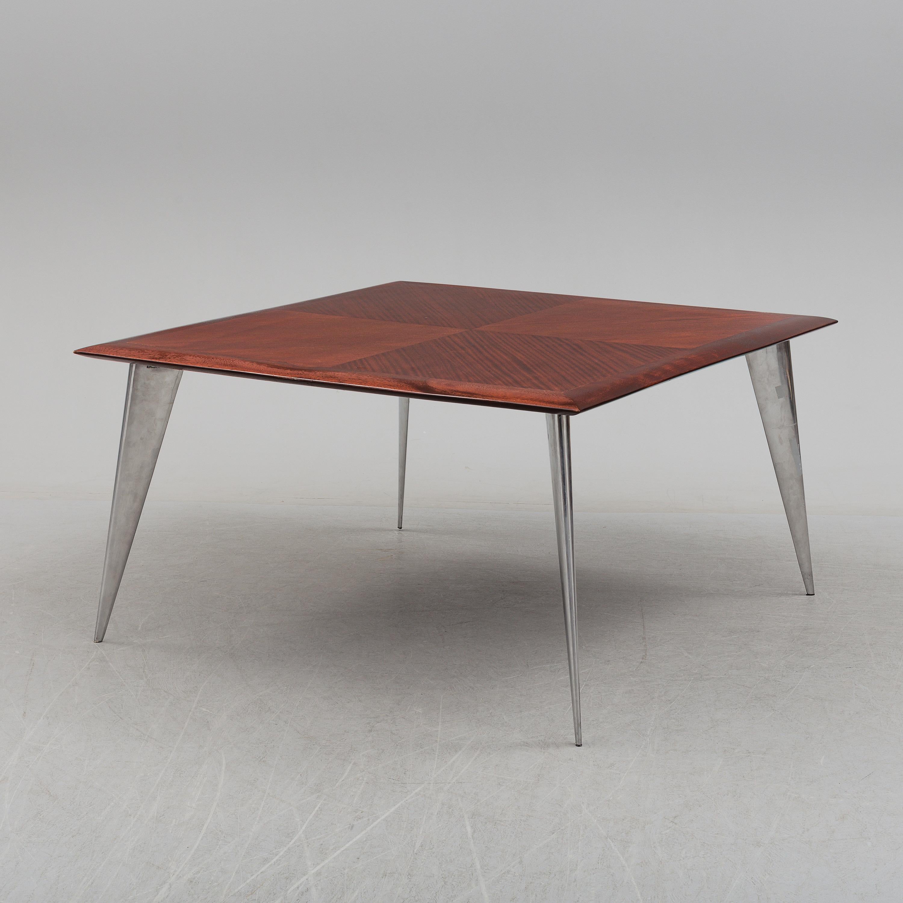 20th Century Philippe Starck Square Mahogany Dining Table M 'Serie Lang' for Driade Aleph For Sale