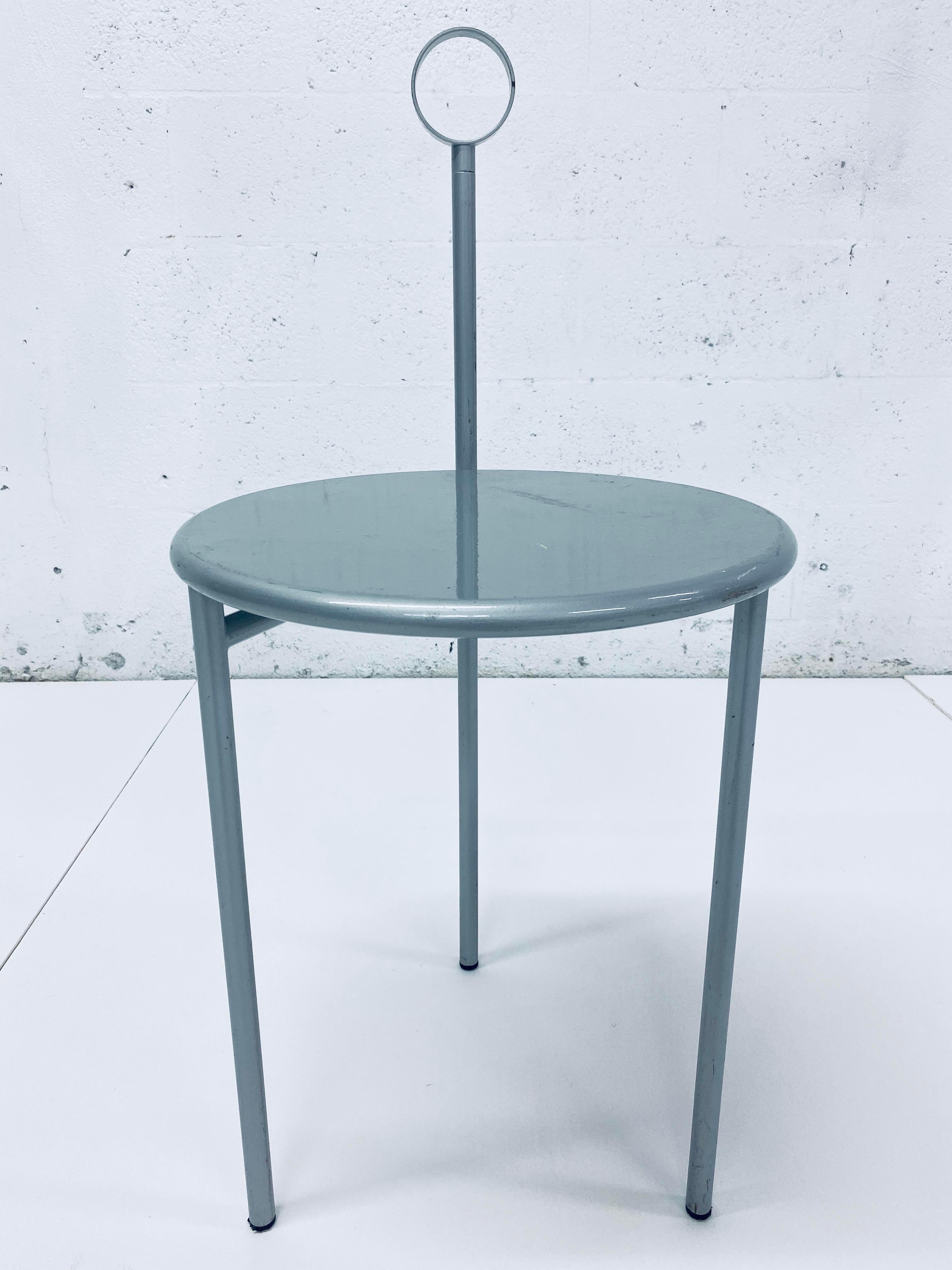 Postmodern coated metal folding chair in silver designed by Philippe Starck for the Aleph Ubik Collection, Driade.