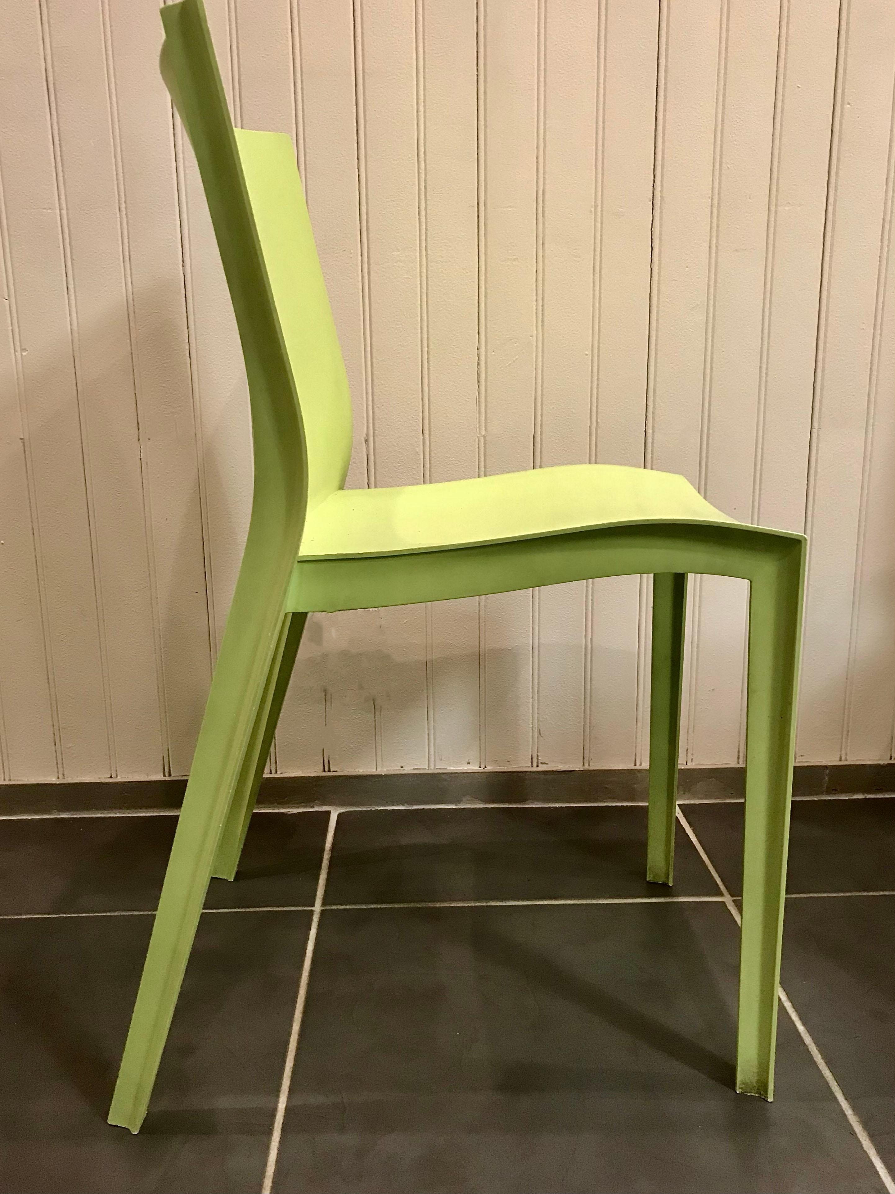Philippe Starck, Set of 7 Green Chairs, Design Slick Slick XO In Good Condition In Beuzevillette, FR