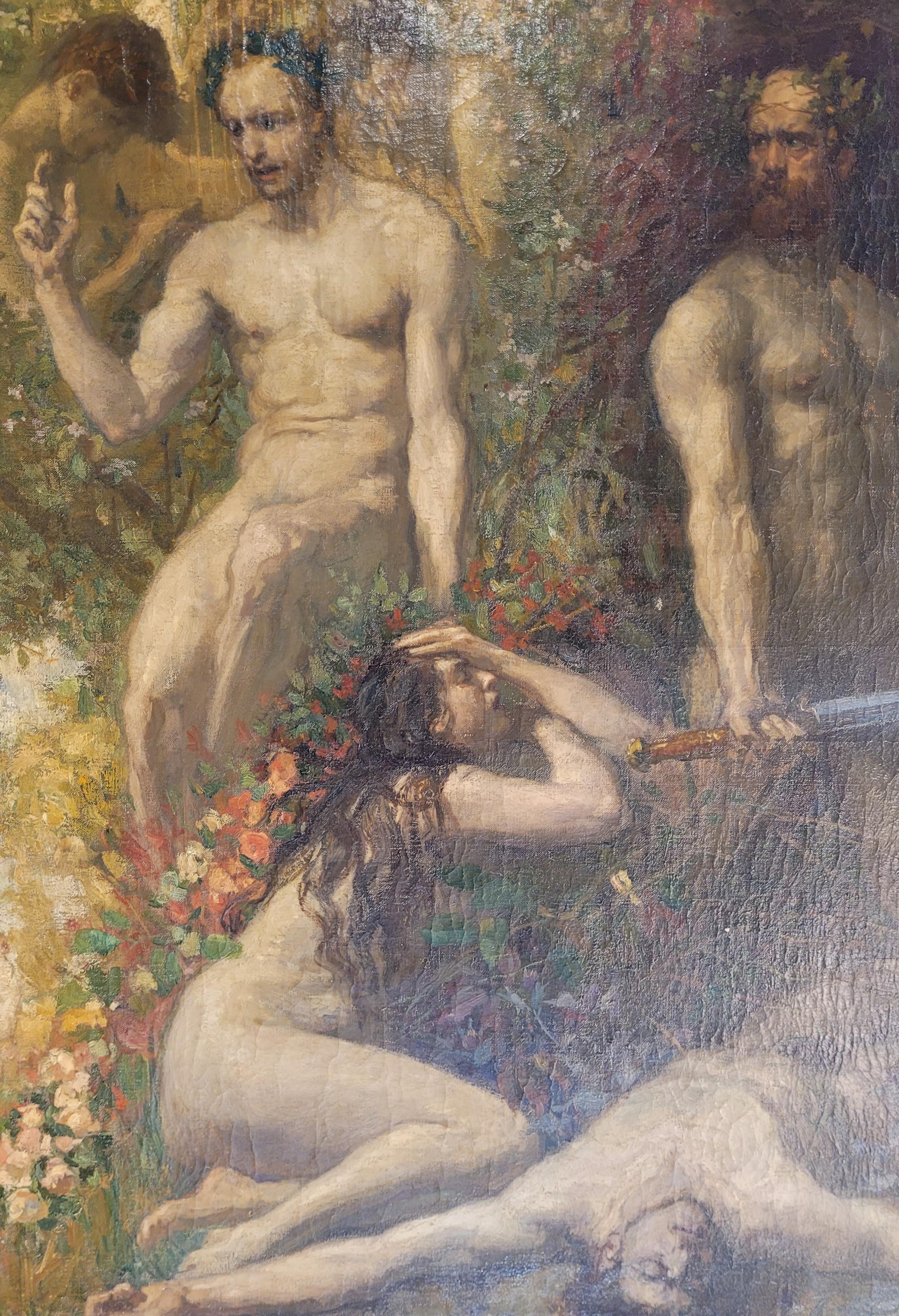 Flemish School Oil on Canvas Allegory of Peace and the Arts Philippe Swyncop For Sale 8