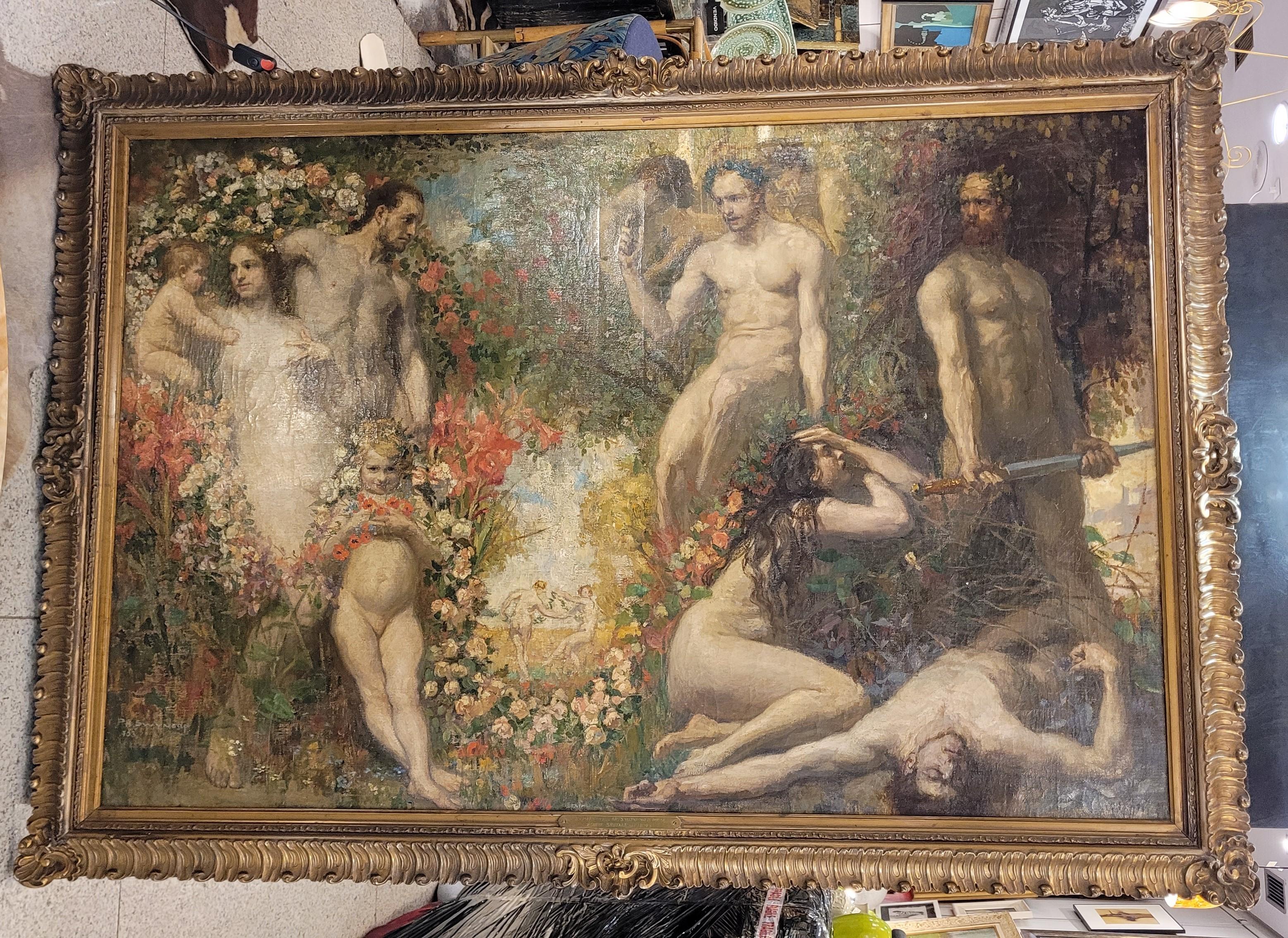 Flemish School Oil on Canvas Allegory of Peace and the Arts Philippe Swyncop