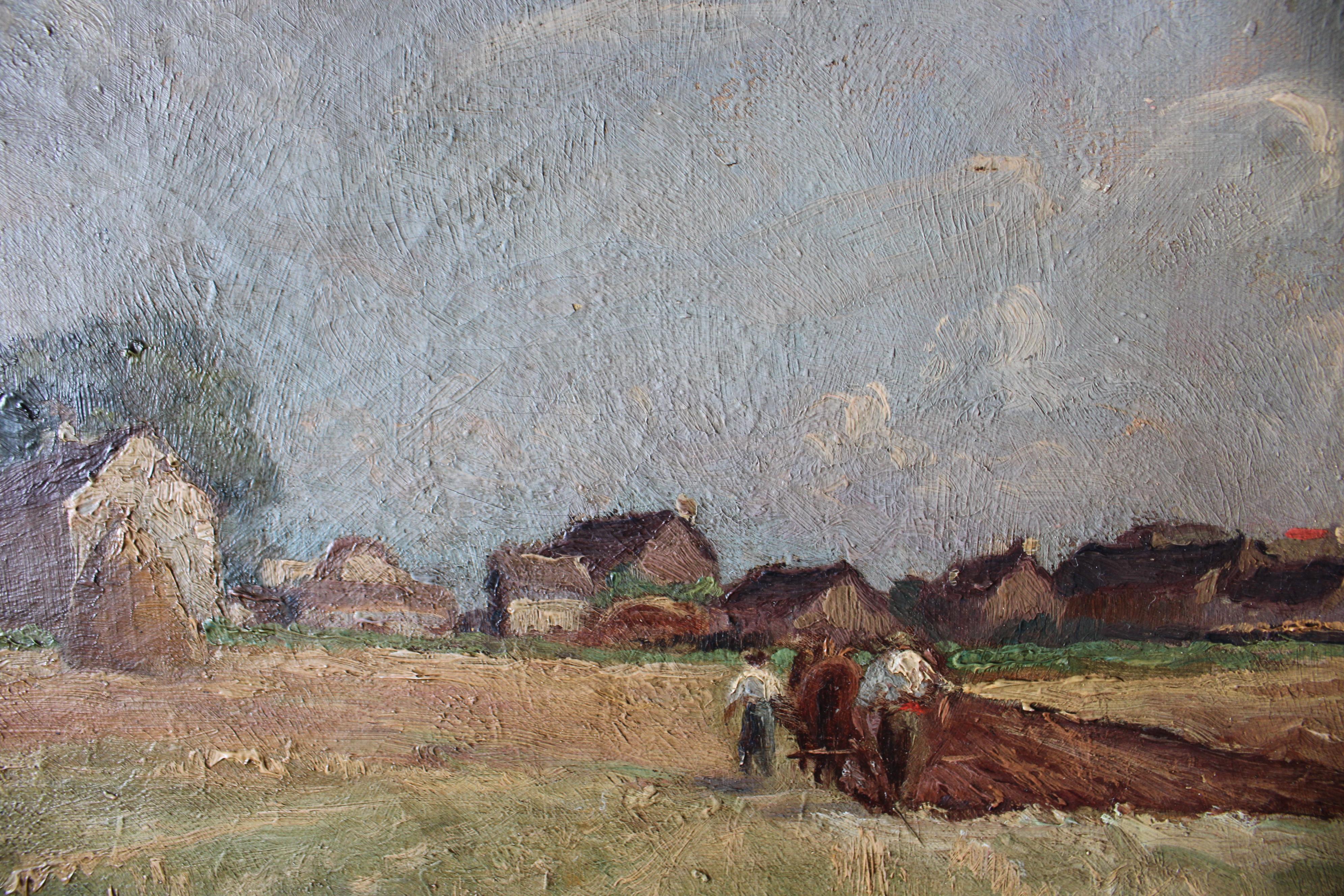 Antique French pastorale Landschaft Ölgemälde signiert und datiert 1898 1