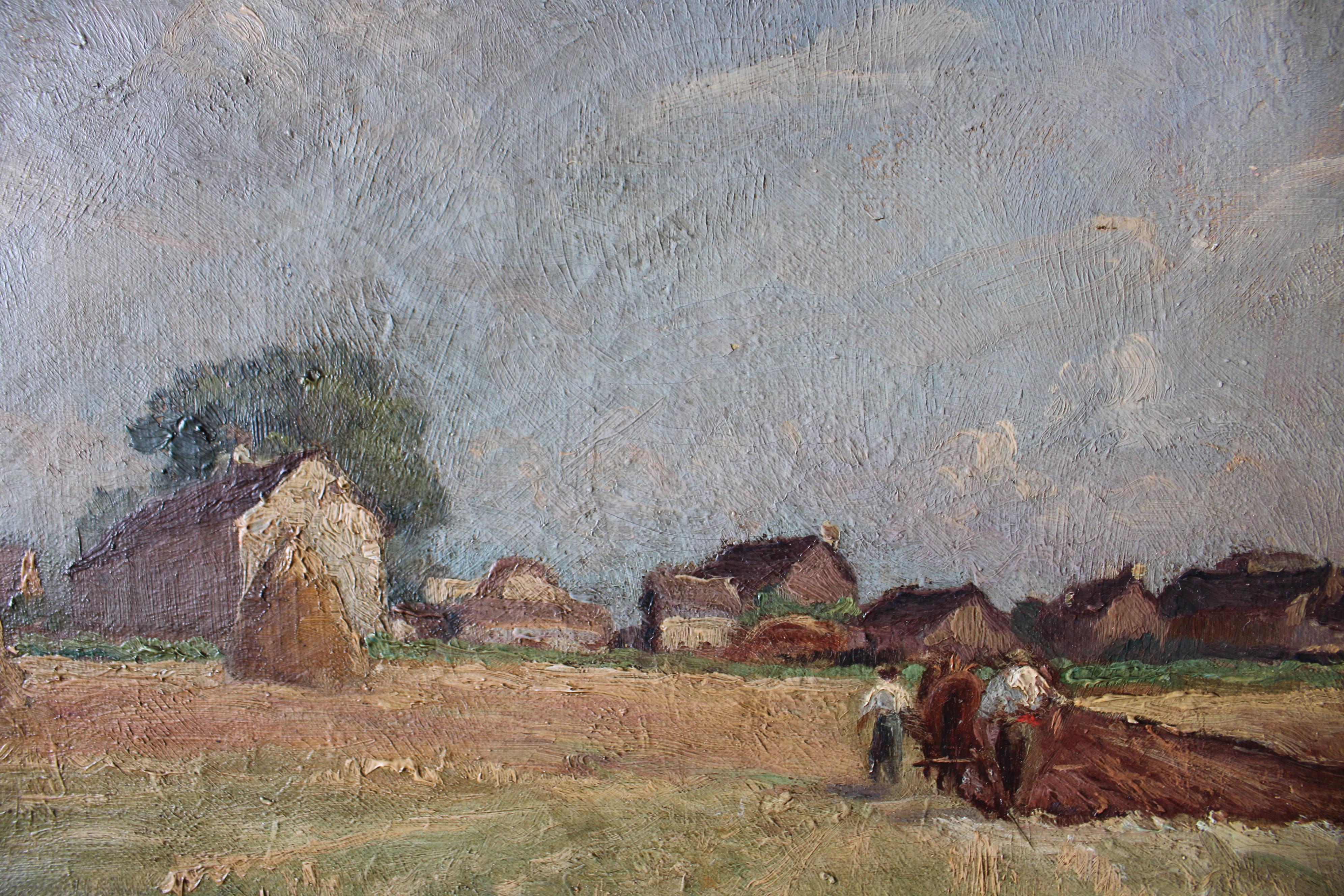 Antique French pastorale Landschaft Ölgemälde signiert und datiert 1898 2