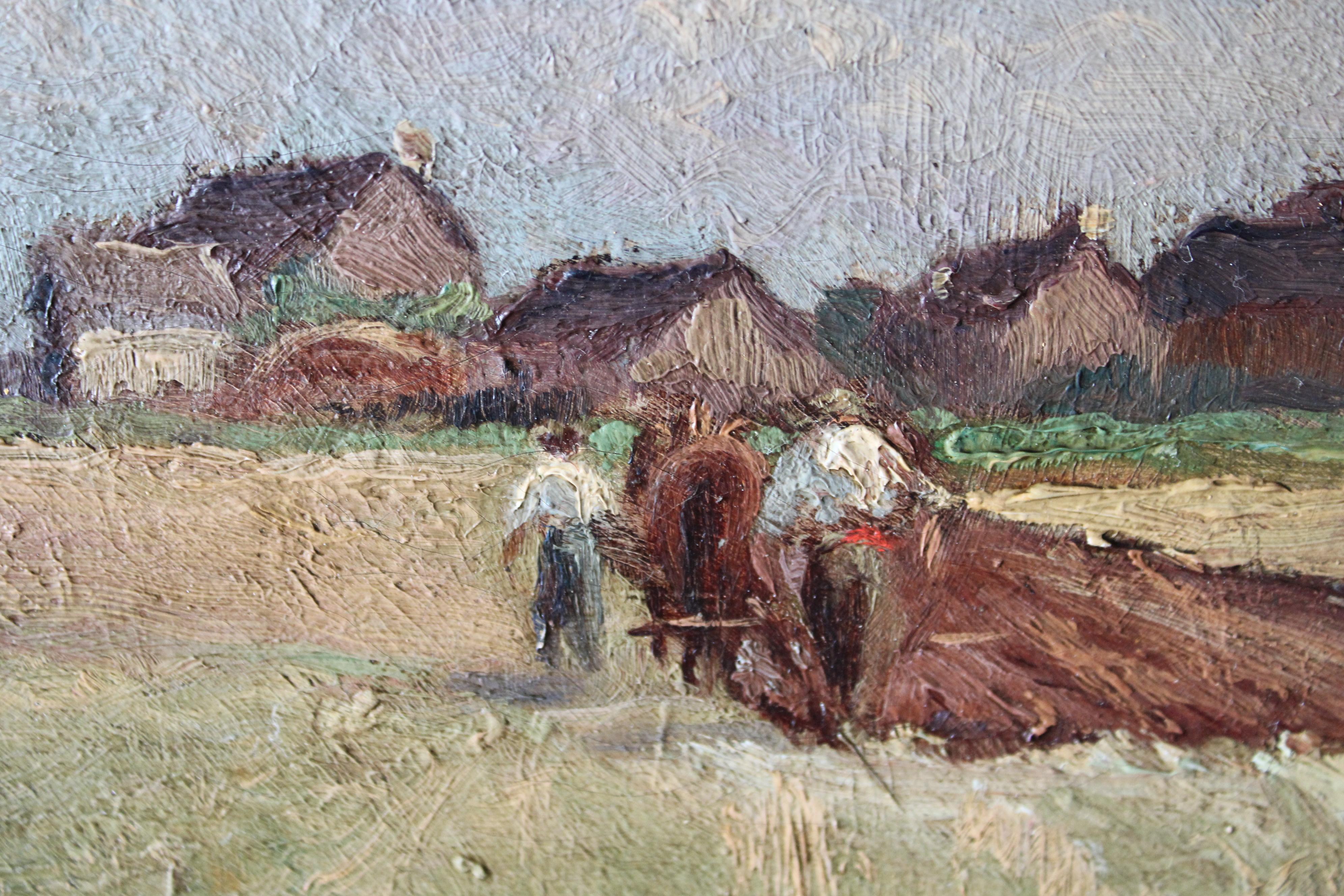 Antique French pastorale Landschaft Ölgemälde signiert und datiert 1898 3