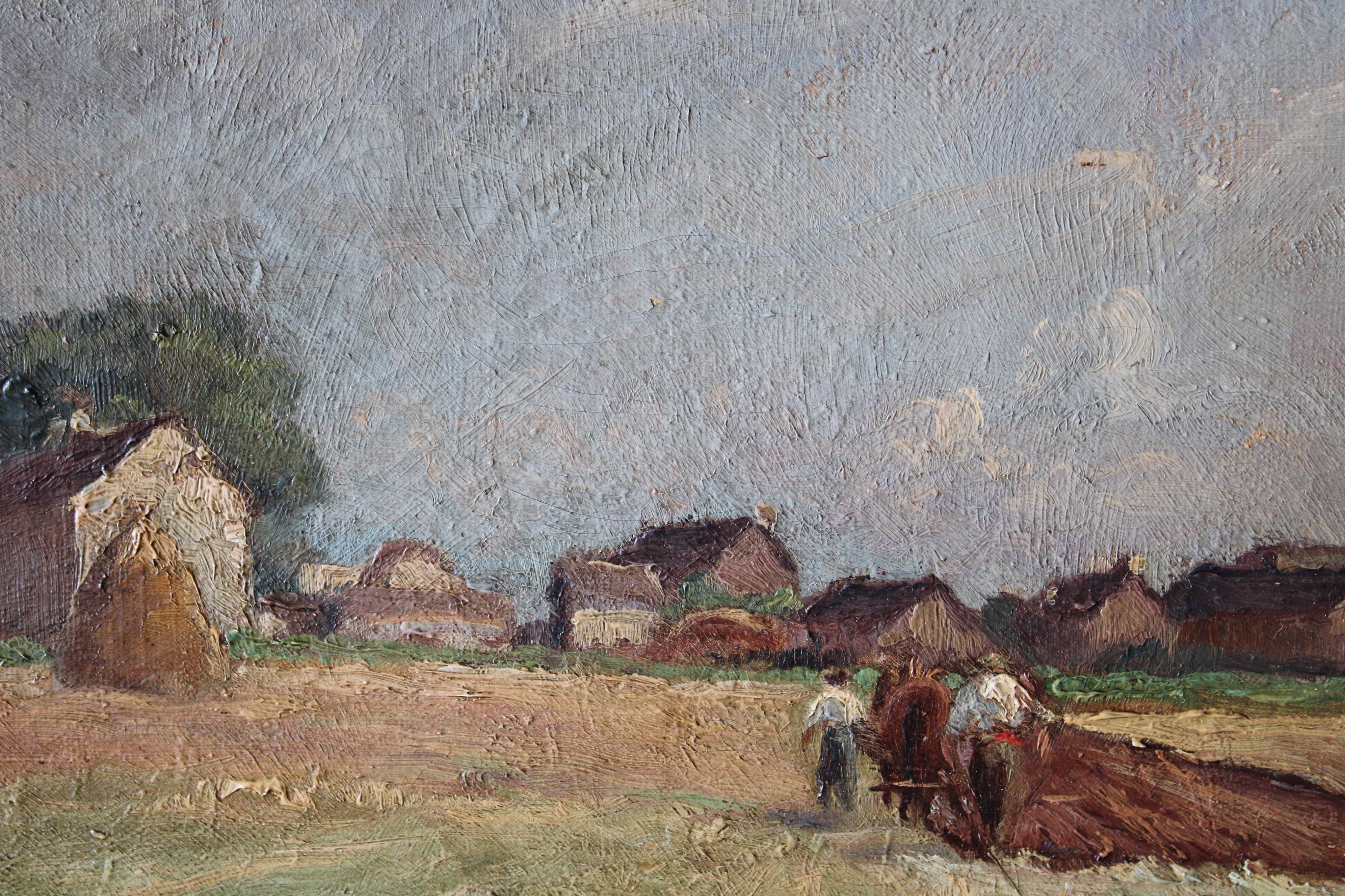 Antique French pastorale Landschaft Ölgemälde signiert und datiert 1898 4