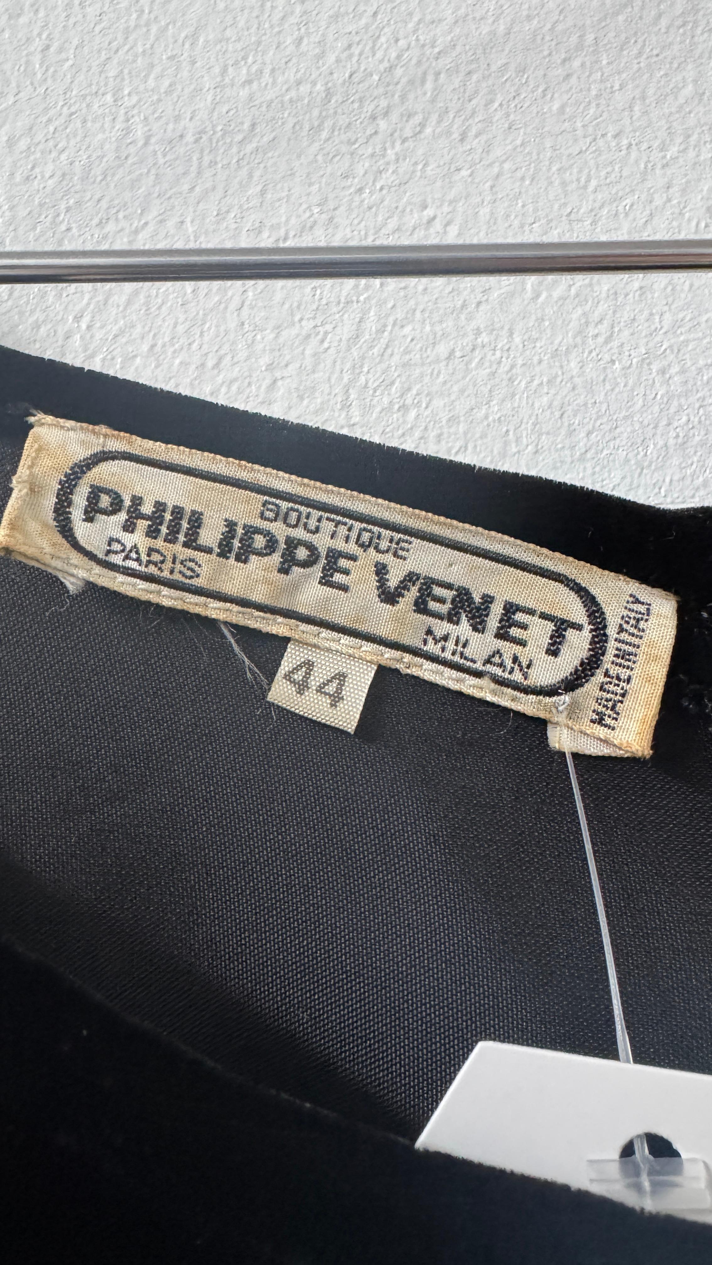 Philippe Venet Black Velvet Dress with Balloon Sleeves in vendita 3