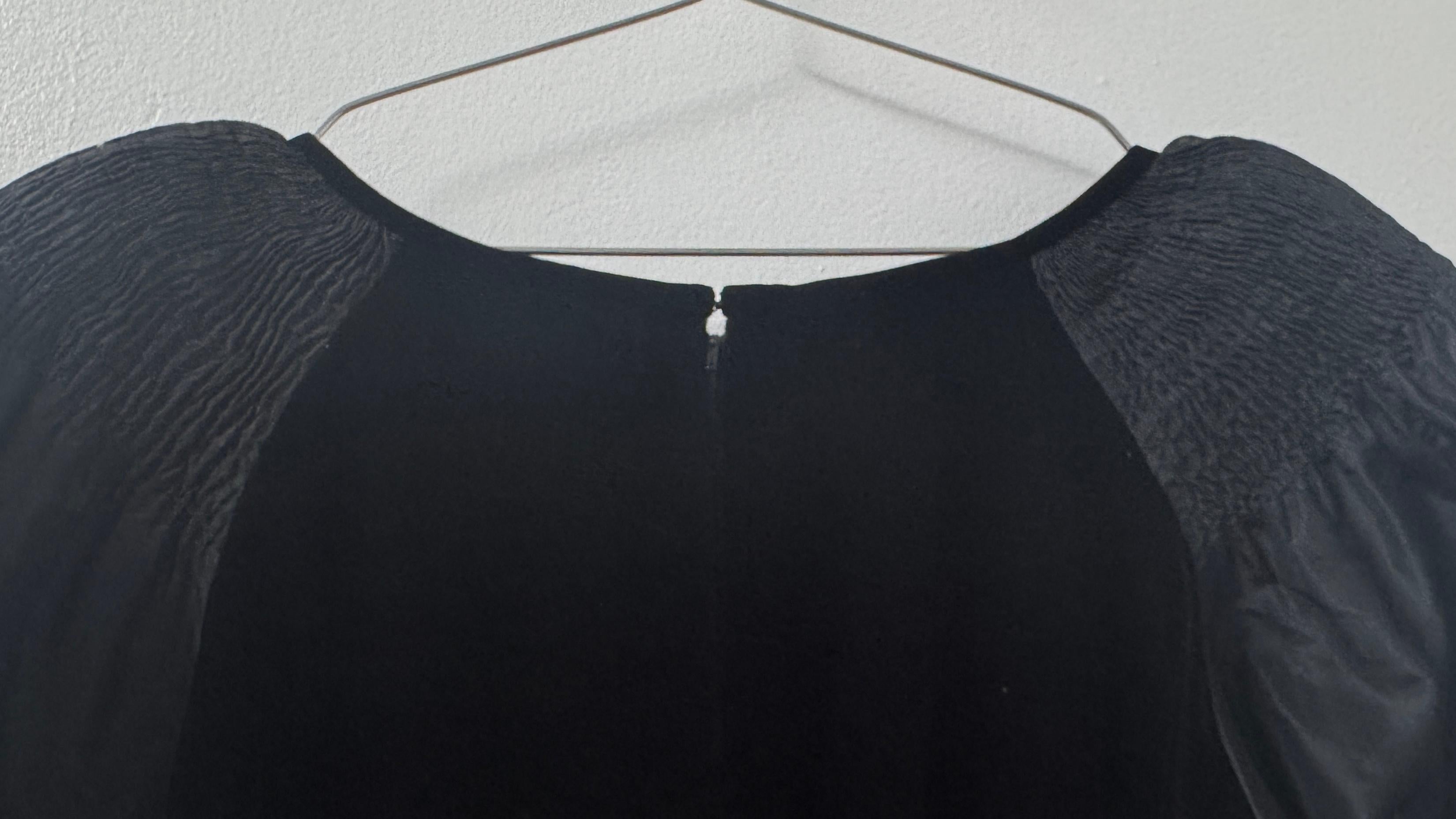 Philippe Venet Black Velvet Dress with Balloon Sleeves in vendita 4