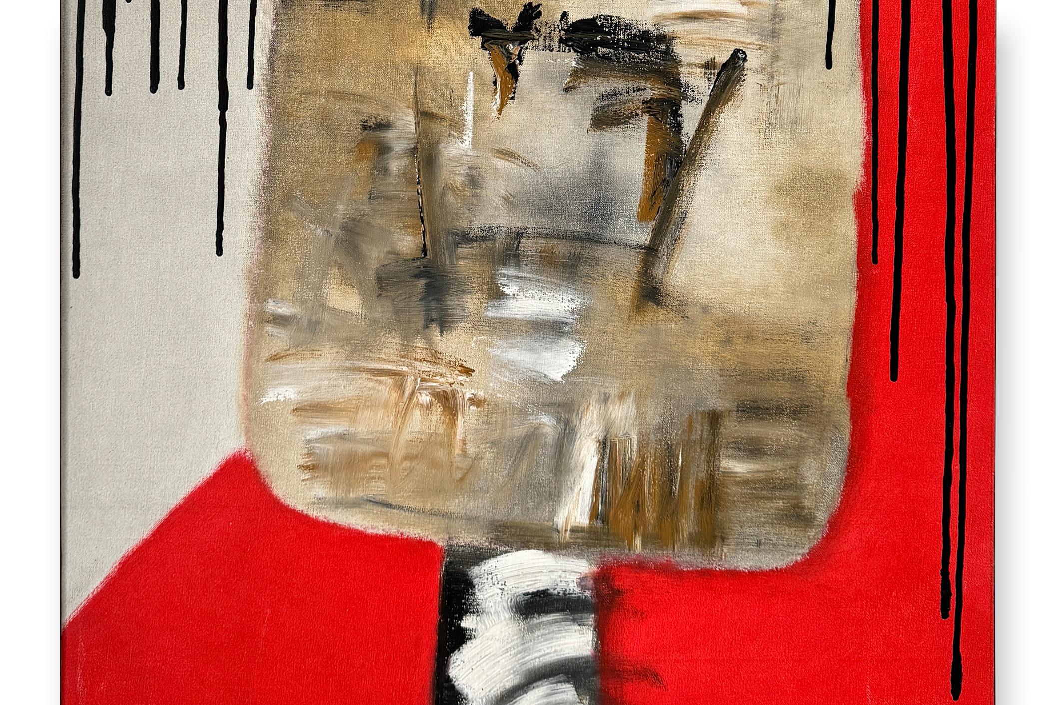 Philippe Zanolino – Ölgemälde auf Leinwand, Rot, Abstrakt (20. Jahrhundert) im Angebot