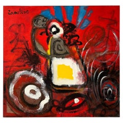 Philippe Zanolino - Red Abstract Oil on canvas
