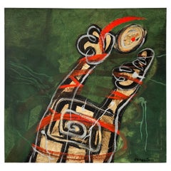 Philippe Zanolino - Green and Abstract Oil on Canvas