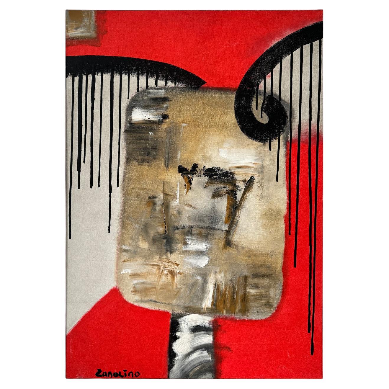 Philippe Zanolino - Oil on canvas, Red, Abstract