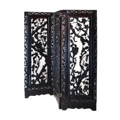 Philippine Handcrafted Solid Mahogany Carved Screen, Philippines, 1930
