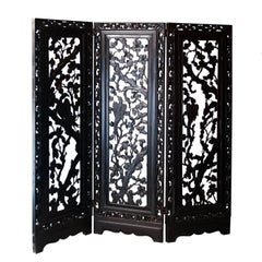 Antique Philippine Handcrafted Solid Mahogany Carved Screen, Philippines, 1930