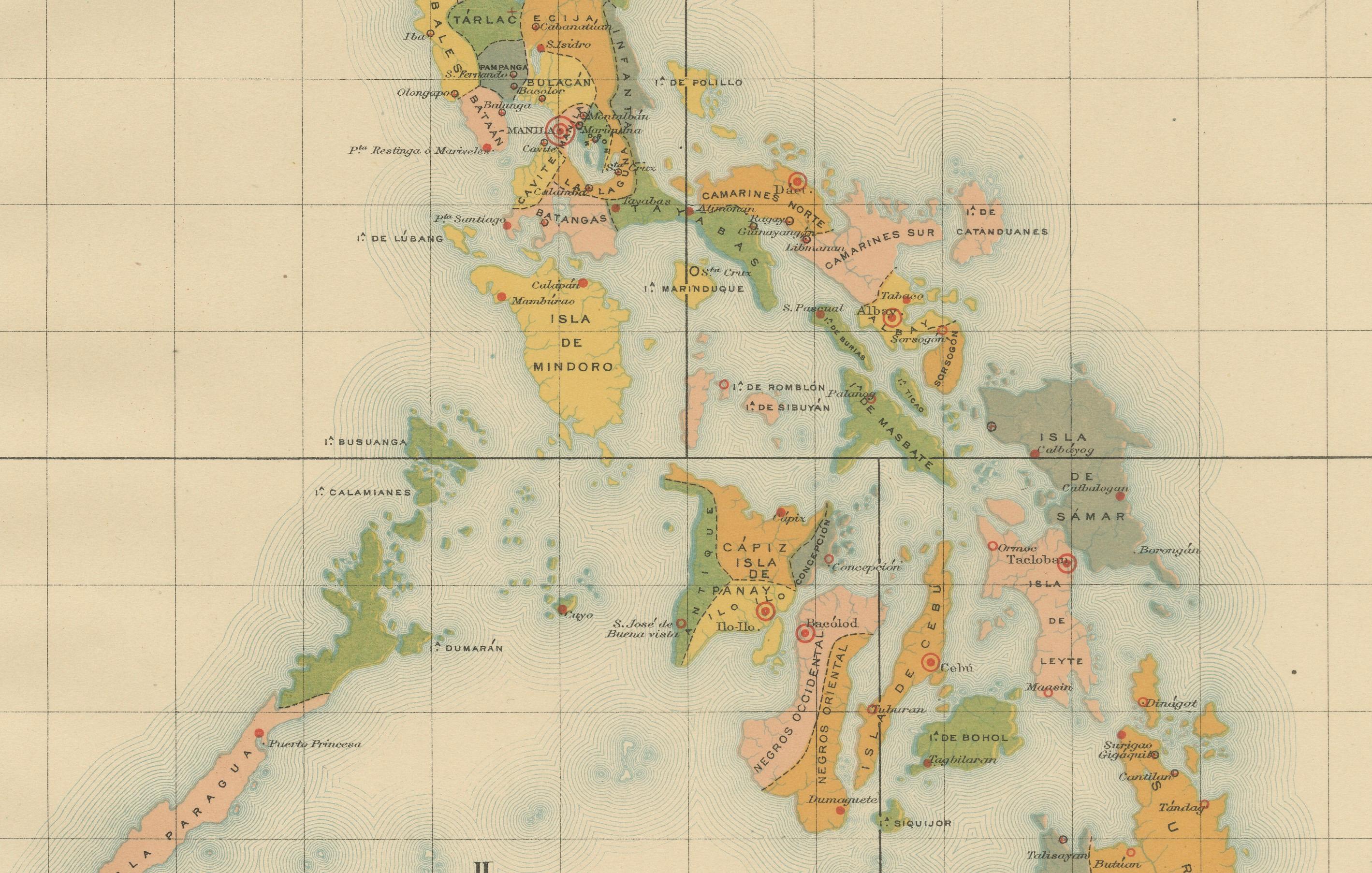Late 19th Century Philippine Meteorological & Seismological Network Map – Manila Observatory, 1899 For Sale