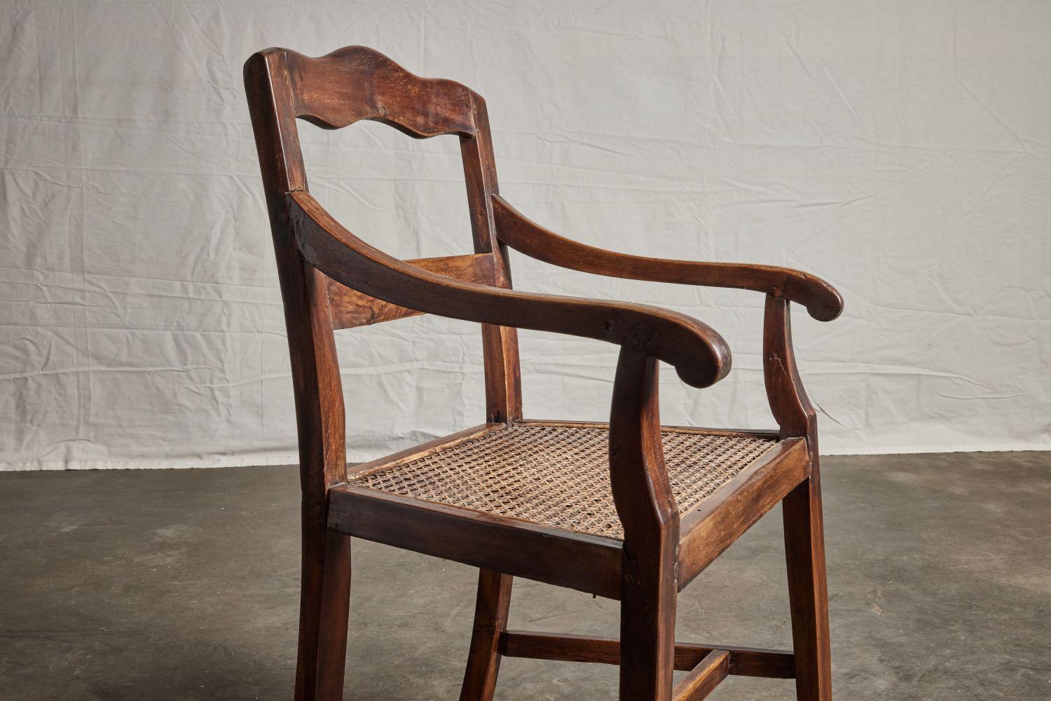 19th Century Philippine Nara Wood Arm Chair with Cane Seat