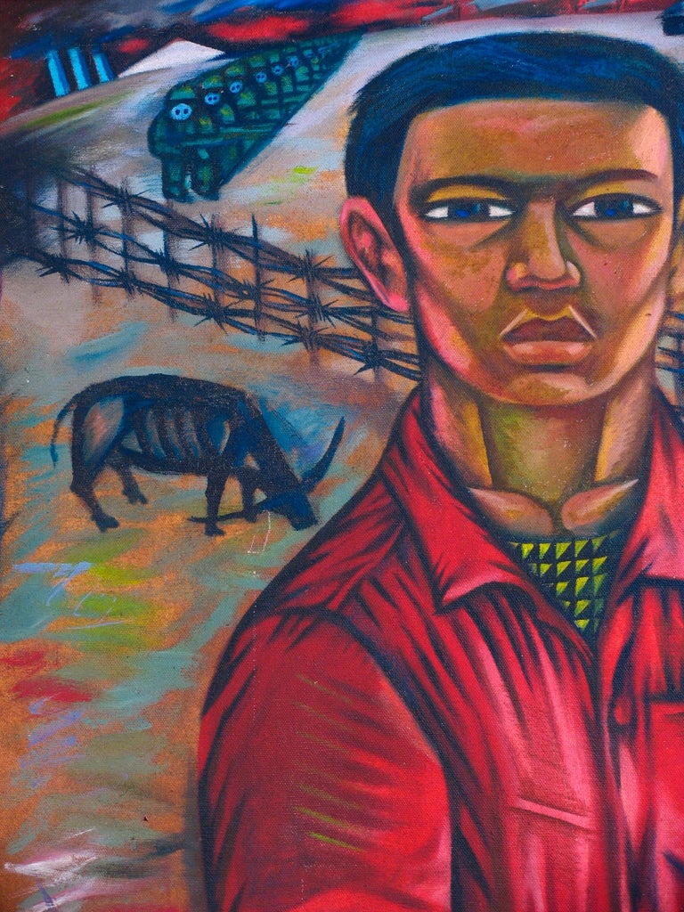 Philippine Oil Painting on Canvas by Nunelucio Alvarado, 1984 For Sale