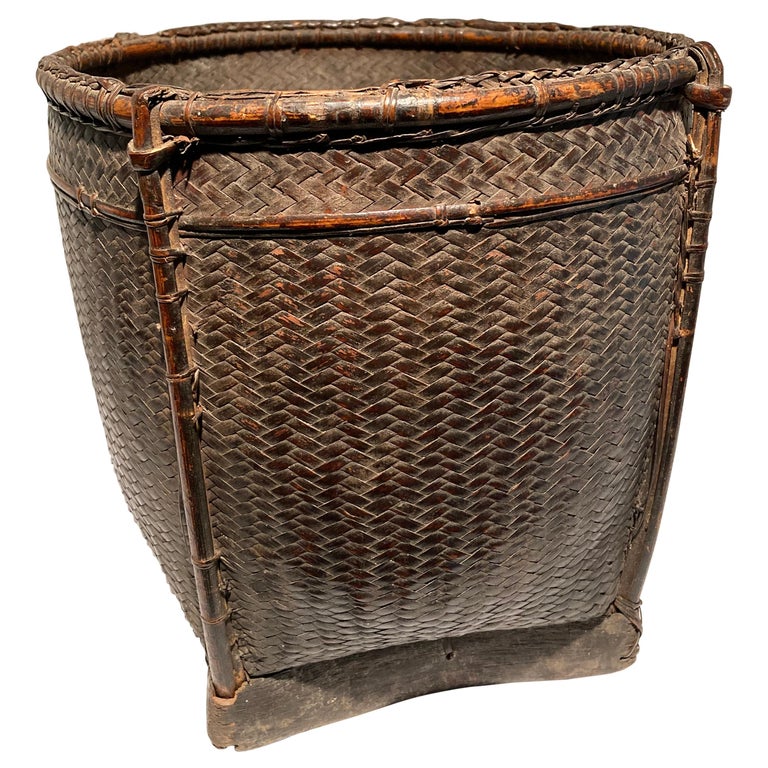 Philippine Woven Rattan Basket For Sale at 1stDibs