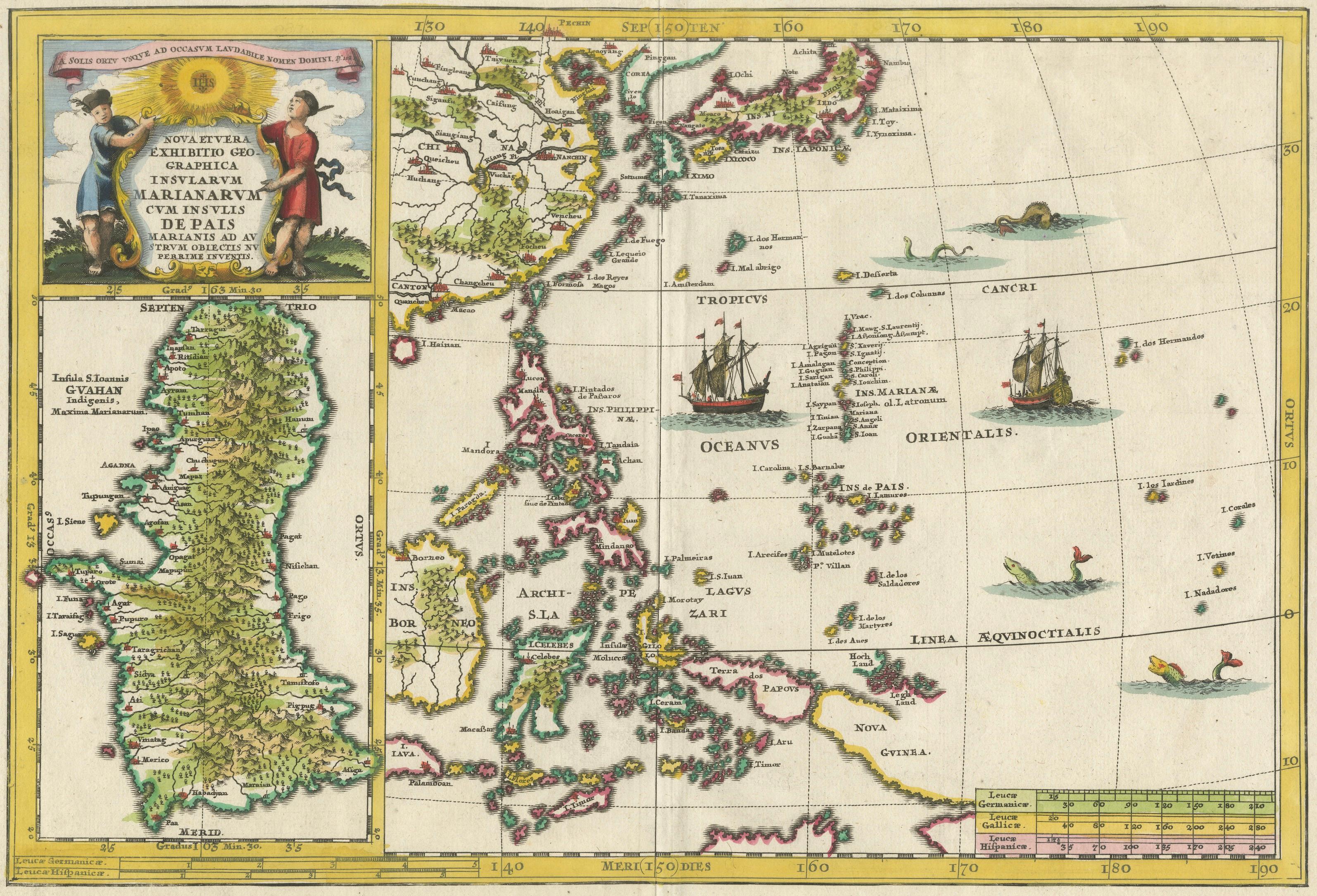Philippines, China, Japan & Korea – Jesuit Map with Guam Inset, Scherer c.1700