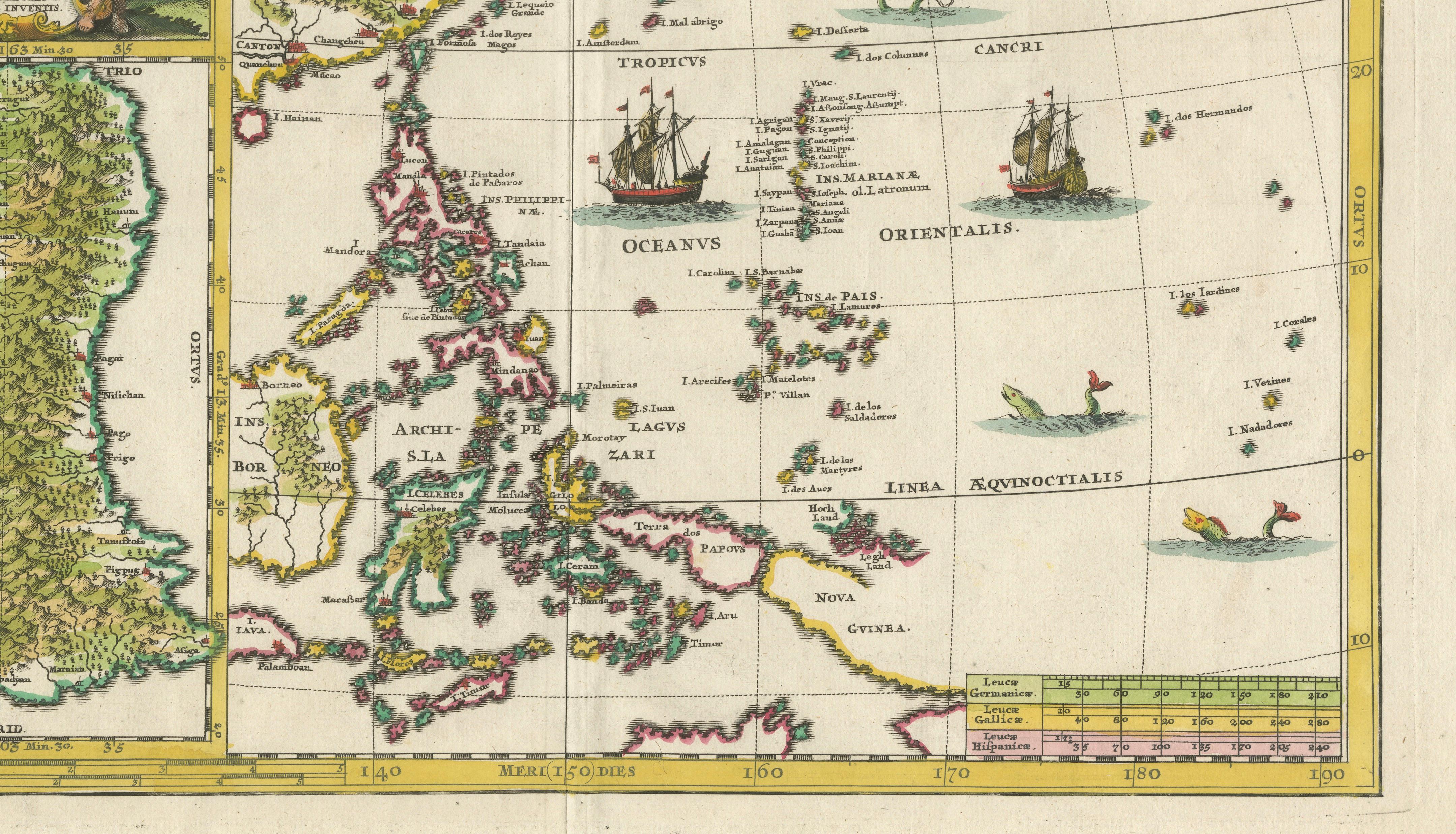 Philippines, China, Japan & Korea – Jesuit Map with Guam Inset, Scherer c.1700