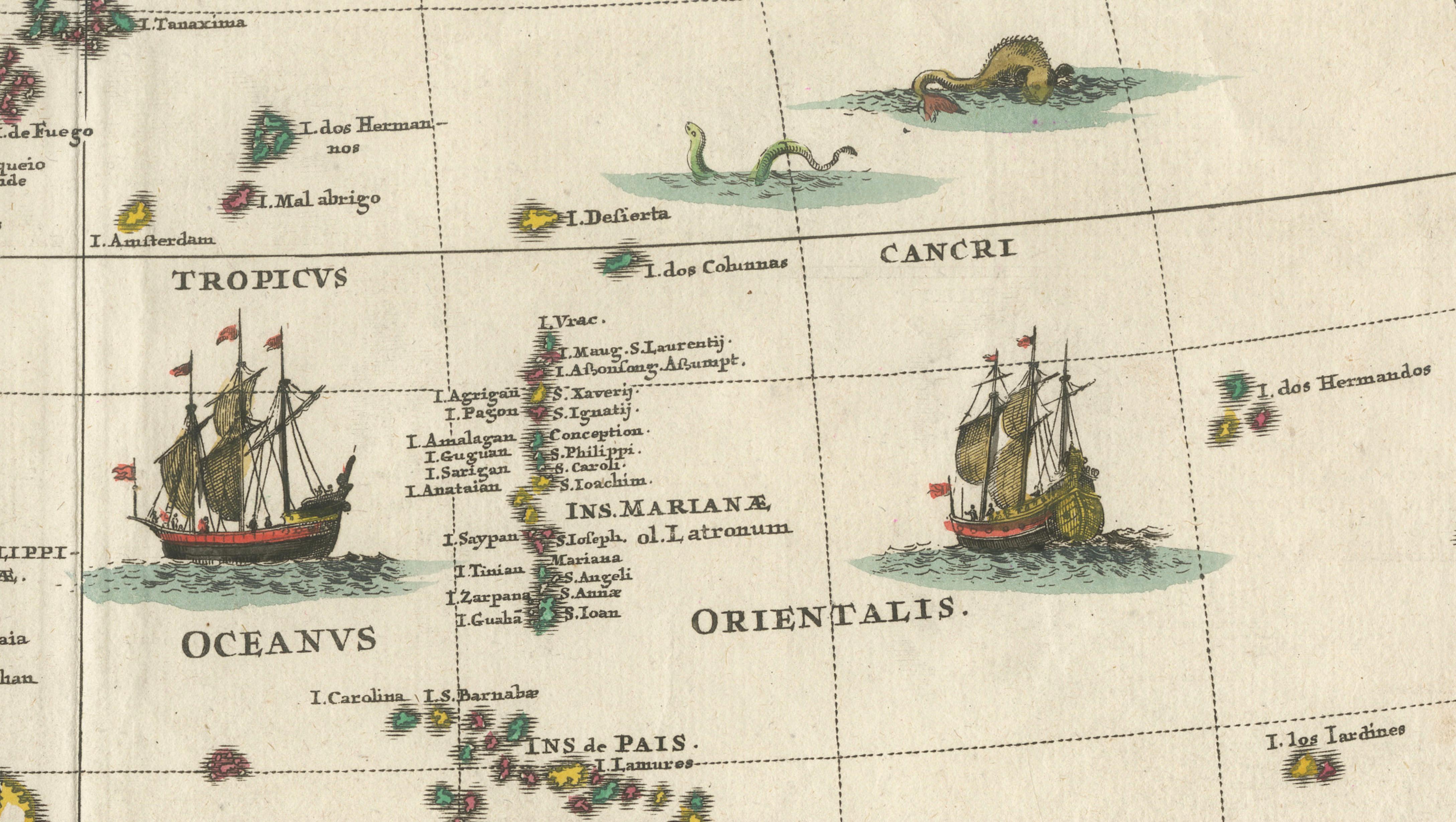 Philippines, China, Japan & Korea – Jesuit Map with Guam Inset, Scherer c.1700