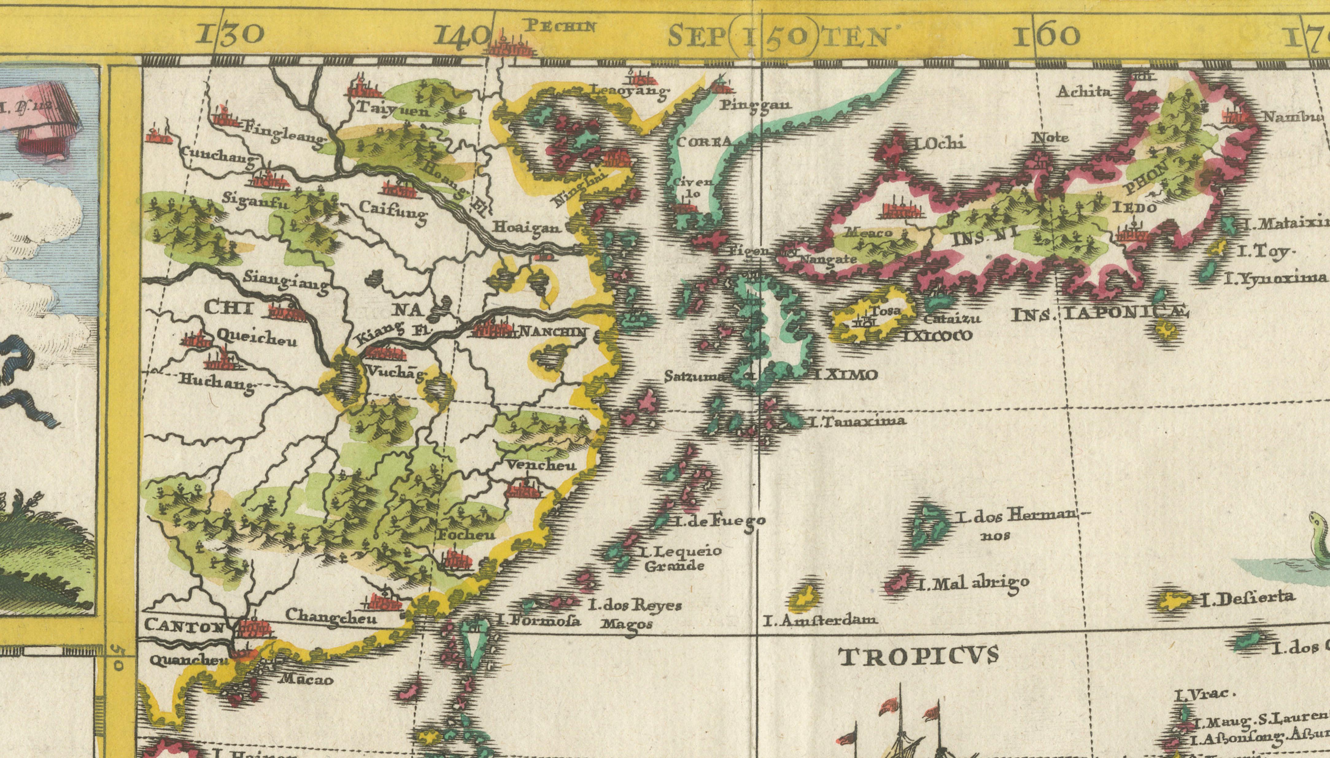 Philippines, China, Japan & Korea – Jesuit Map with Guam Inset, Scherer c.1700