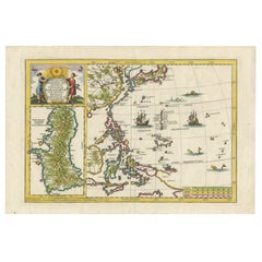 Philippines, Chine, Japon et Corée - Carte des Jésuites avec Guam en médaillon, Scherer c.1700