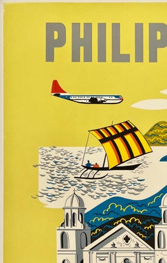 PHILIPPINES FLY NORTHWEST ORIENT AIRLINES Original Vintage Airline Travel Poster