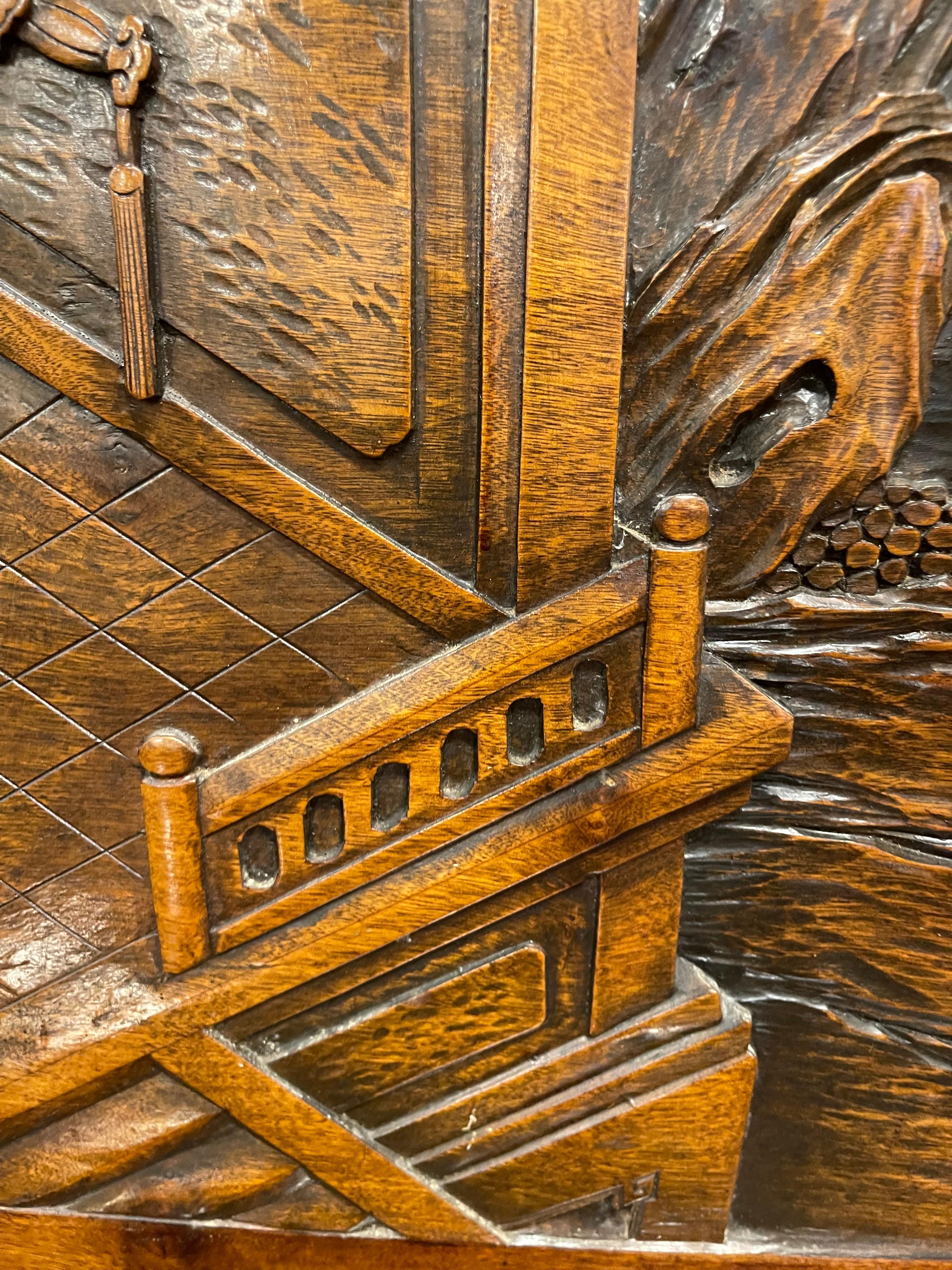 Philippines Hand Crafted Solid Mahogany Carved Screen Panel, Mid 20th