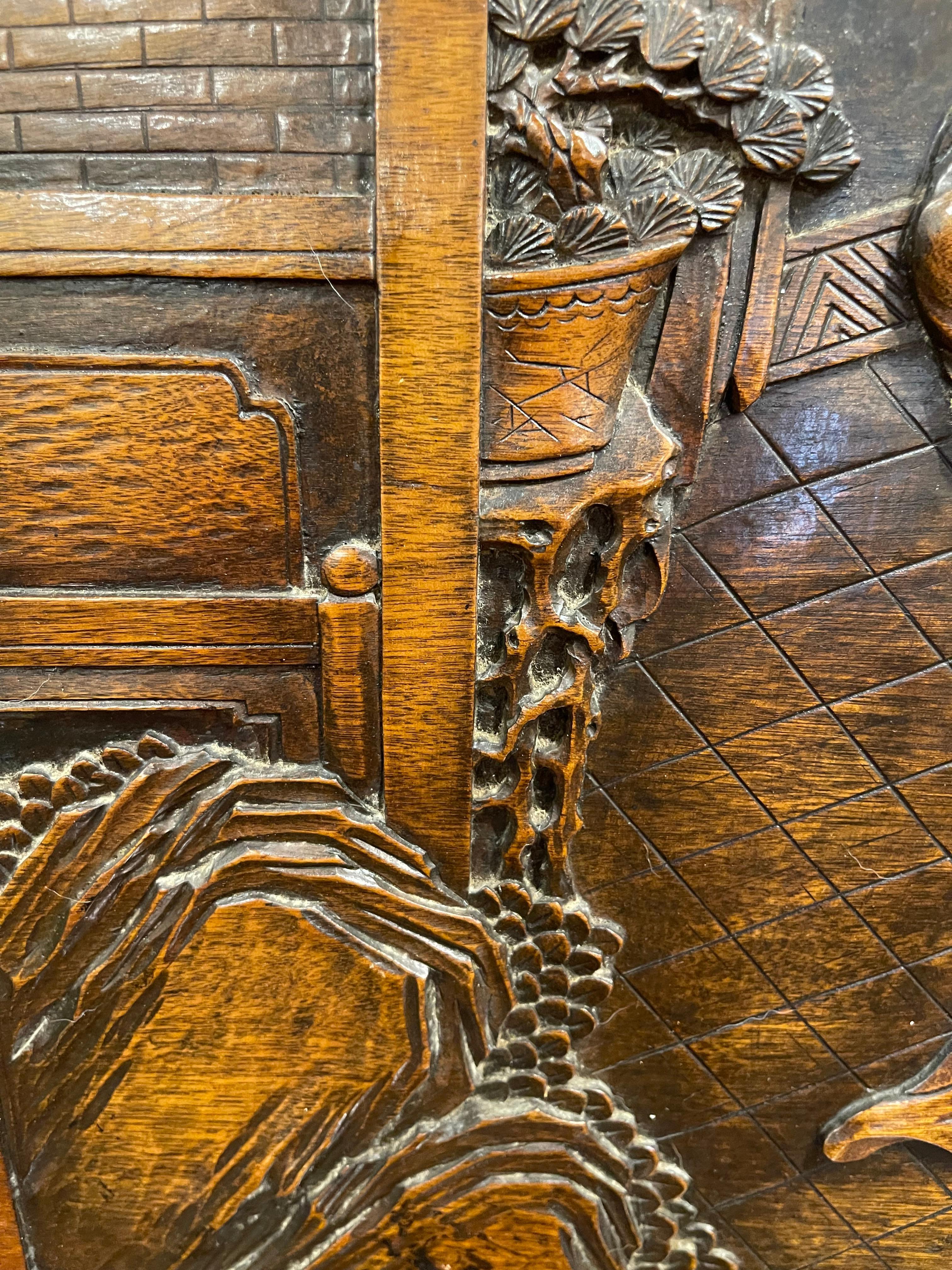 Philippines Hand Crafted Solid Mahogany Carved Screen Panel, Mid 20th