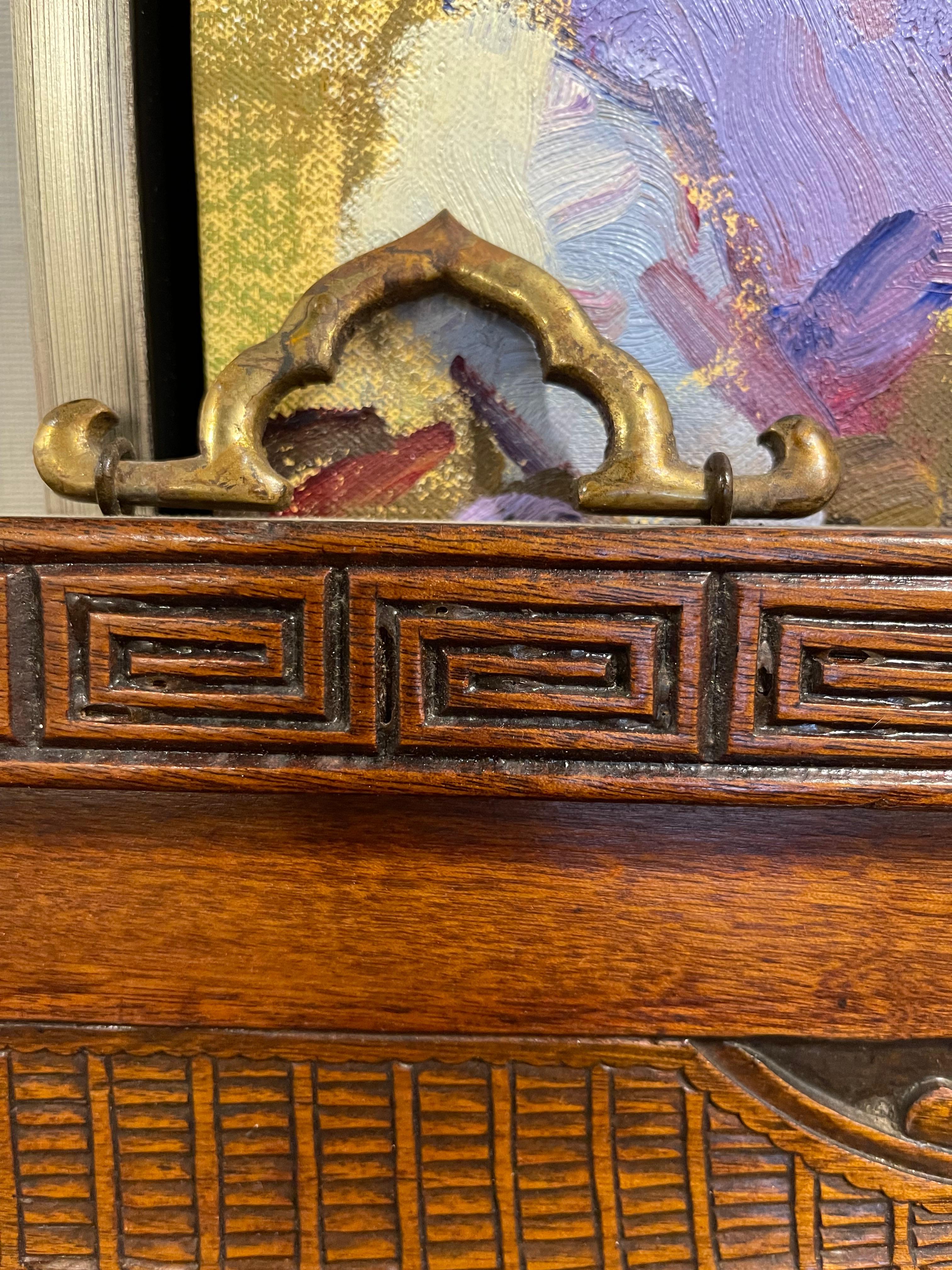 Philippines Hand Crafted Solid Mahogany Carved Screen Panel, Mid 20th