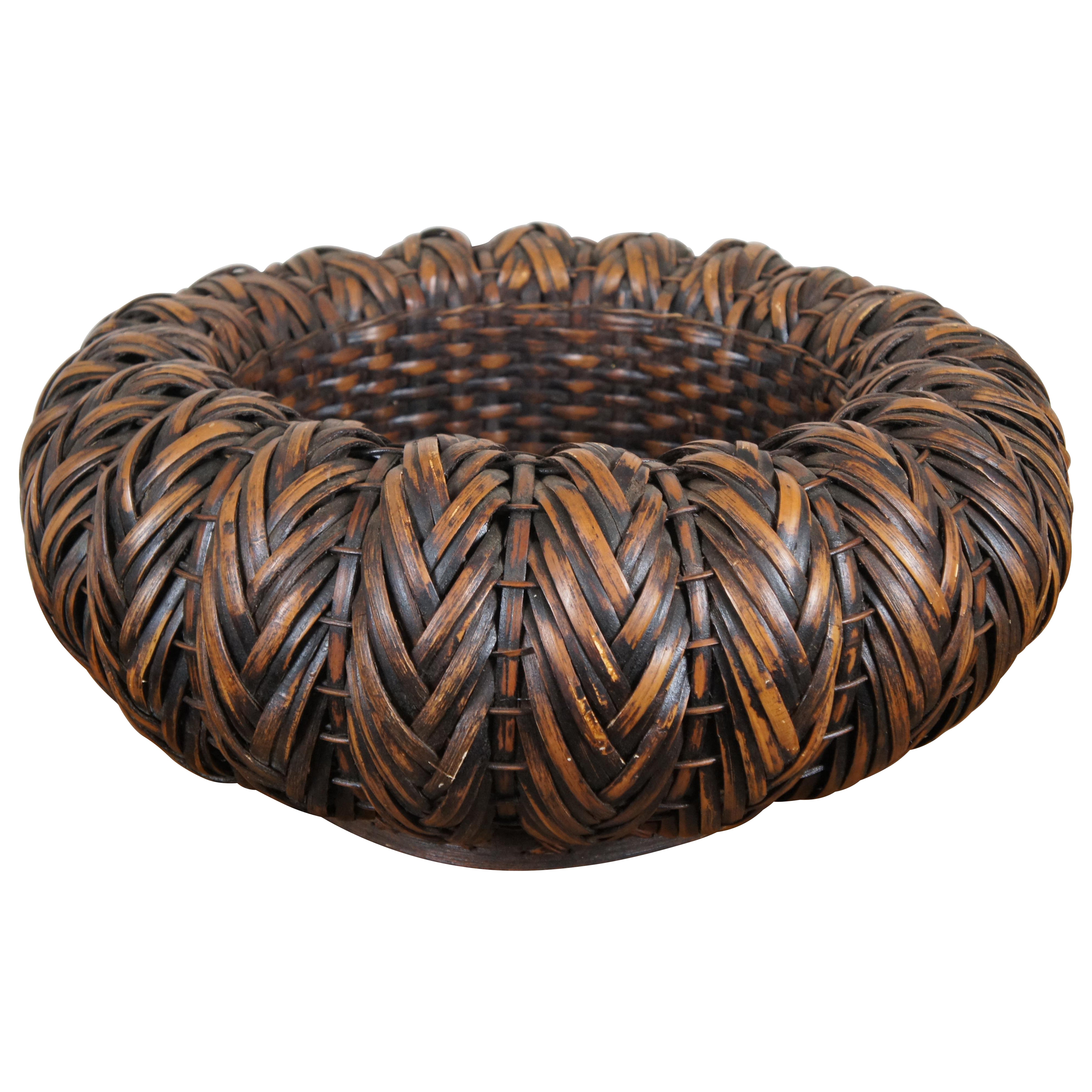 Philippines Woven Wicker Short Large Pumpkin Planter Basket Jardiniere 27"