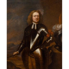 Portrait Of A Gentleman in Armour, 18th-Century Dutch Oil Painting
