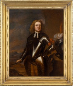Retrato de un caballero con armadura, óleo holandés del siglo XVIII