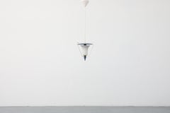 Philips Pendelleuchte „Lantern“ aus Milchglas in Blau und Messing von Louis Kalff, 1950er Jahre