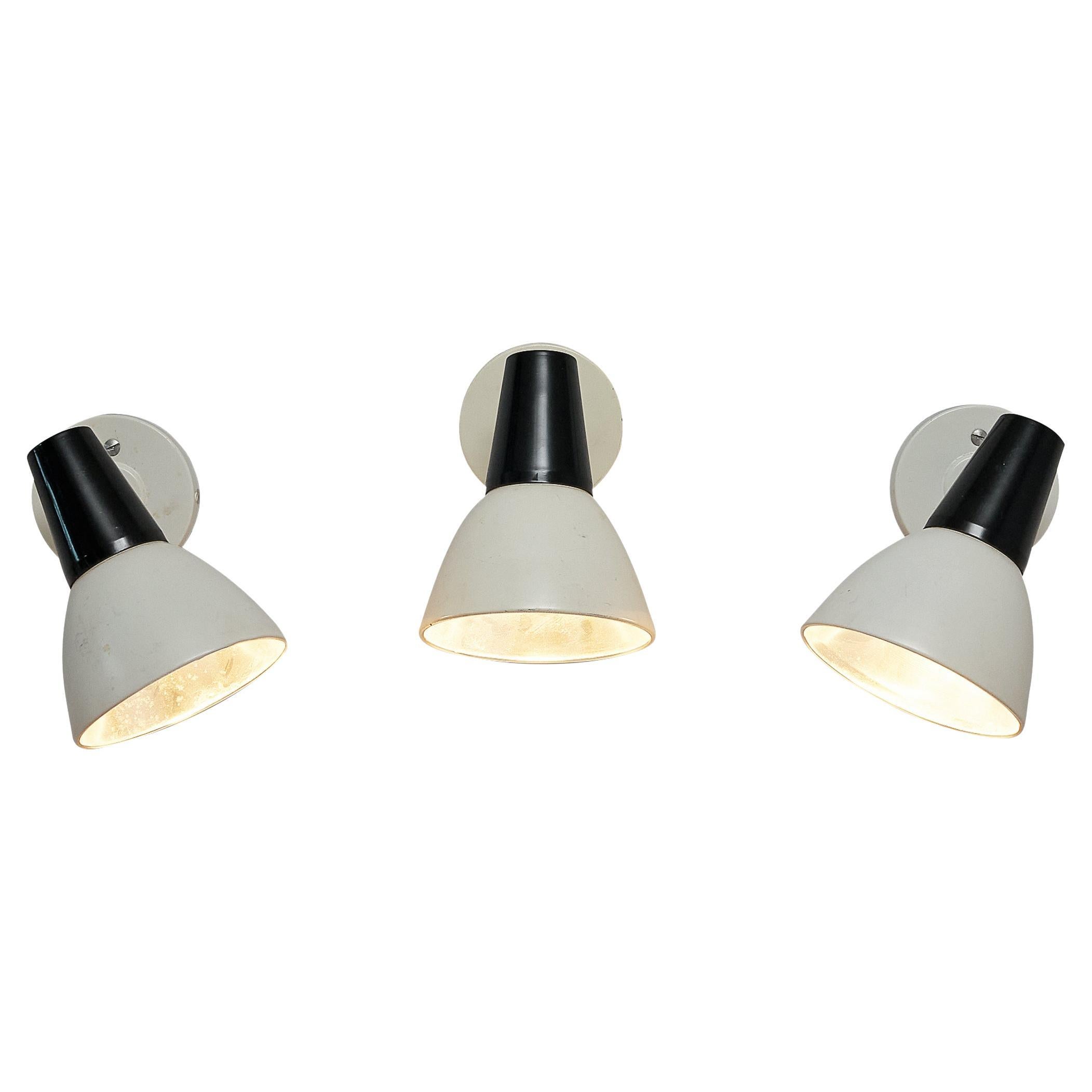 Philips Adjustable Wall Lamps in Black and White For Sale