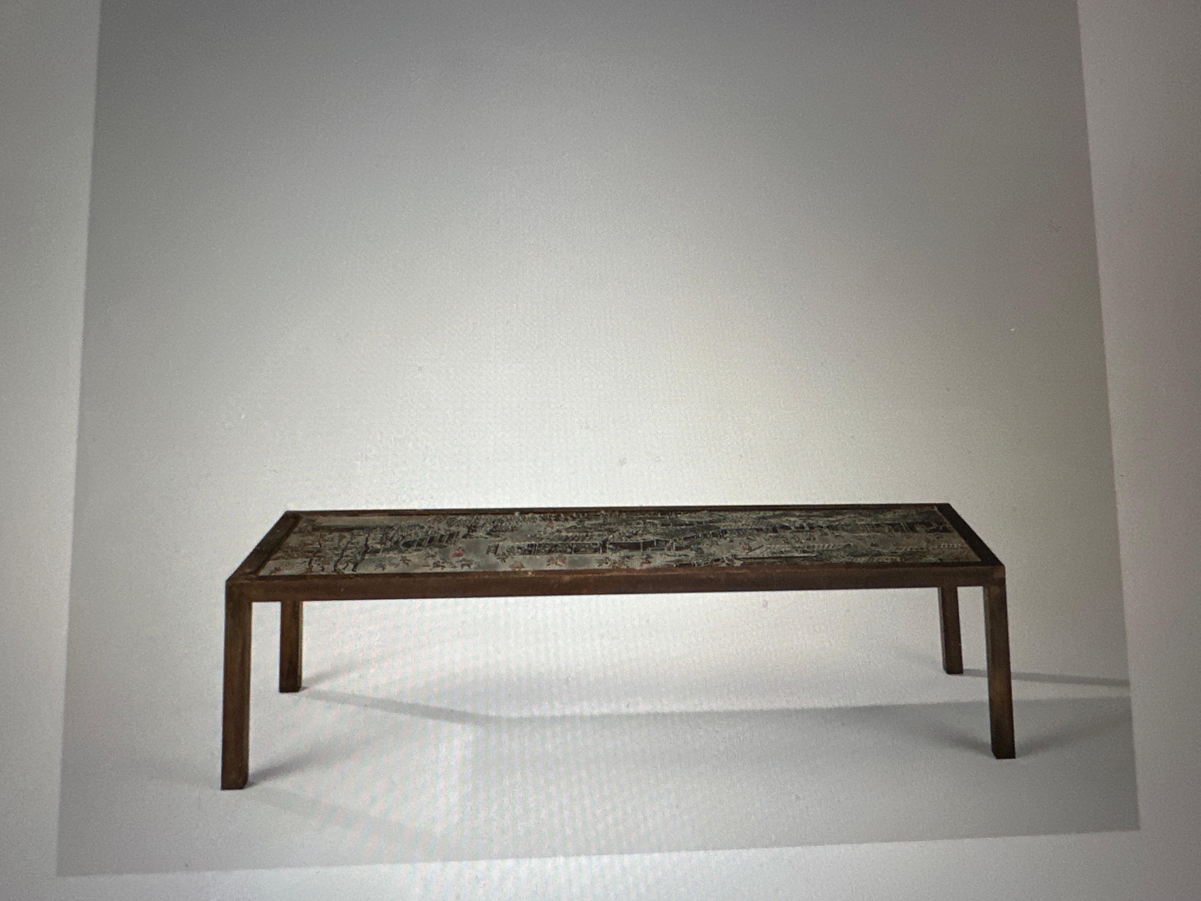 Etched Philips and Kelvin Laverne Cocktail Table For Sale