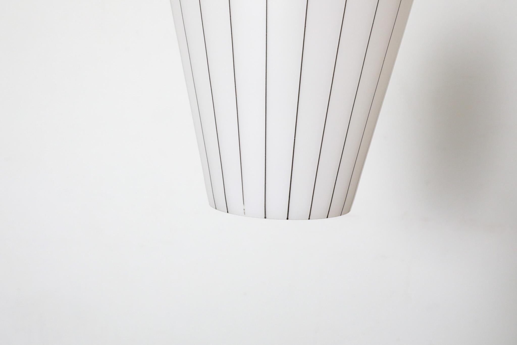 Philips Architectural Mold Blown Glass Pendant with Black Graphic Linear Detail For Sale 5