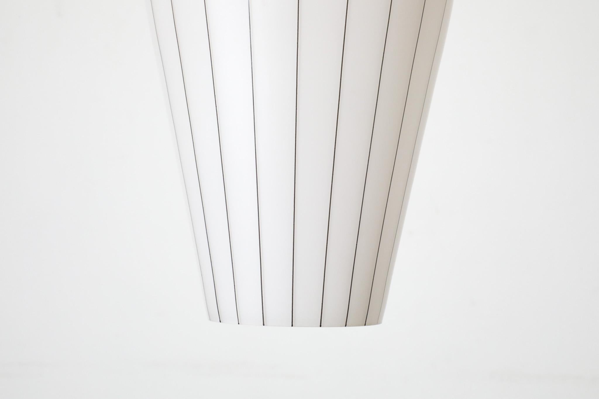 Philips Architectural Mold Blown Glass Pendant with Black Graphic Linear Detail For Sale 6