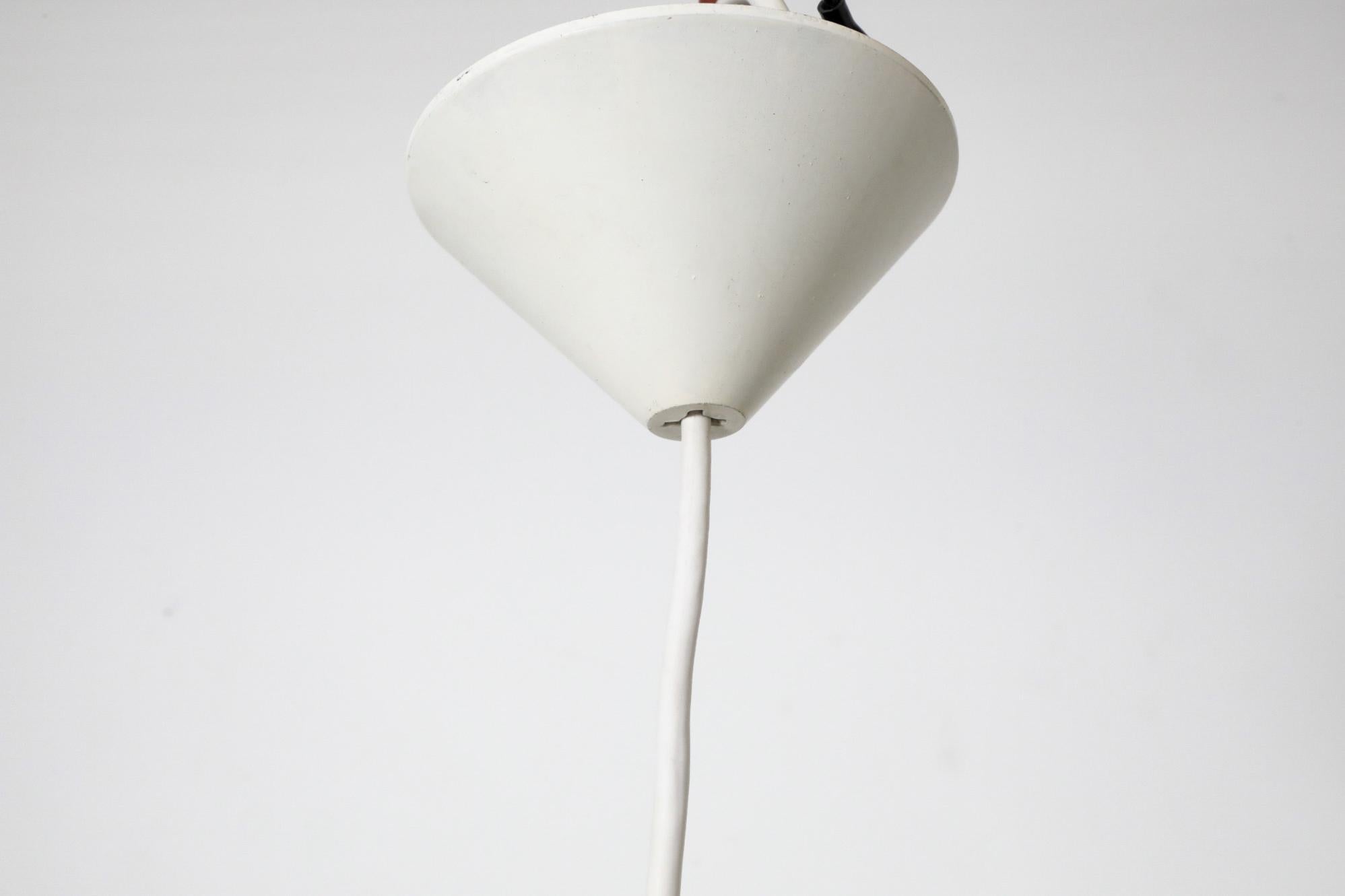 20th Century Philips Architectural Mold Blown Glass Pendant with Black Graphic Linear Detail For Sale