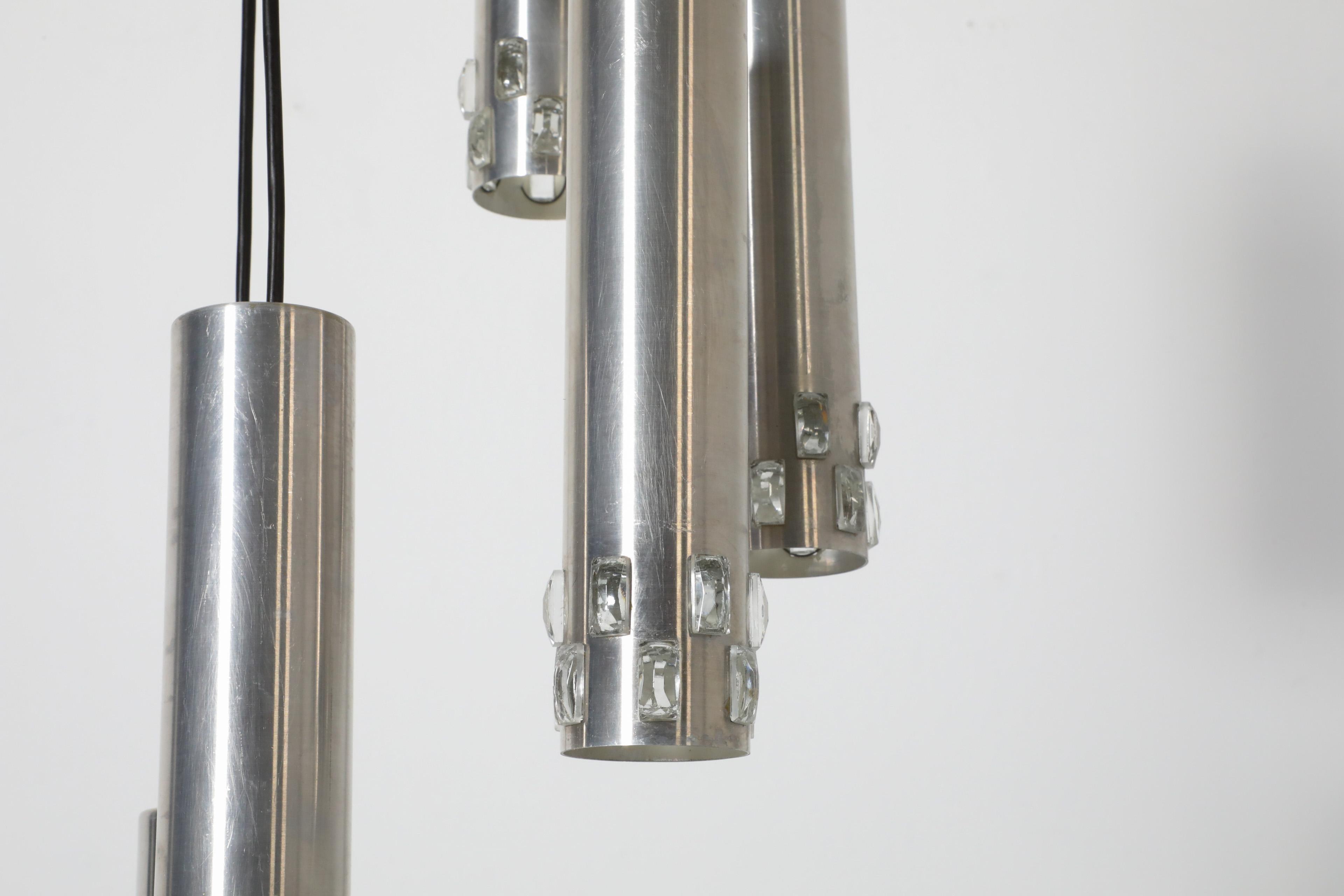 Philips attributed Hanging Chrome Tube Ceiling Light Chandelier For Sale 3