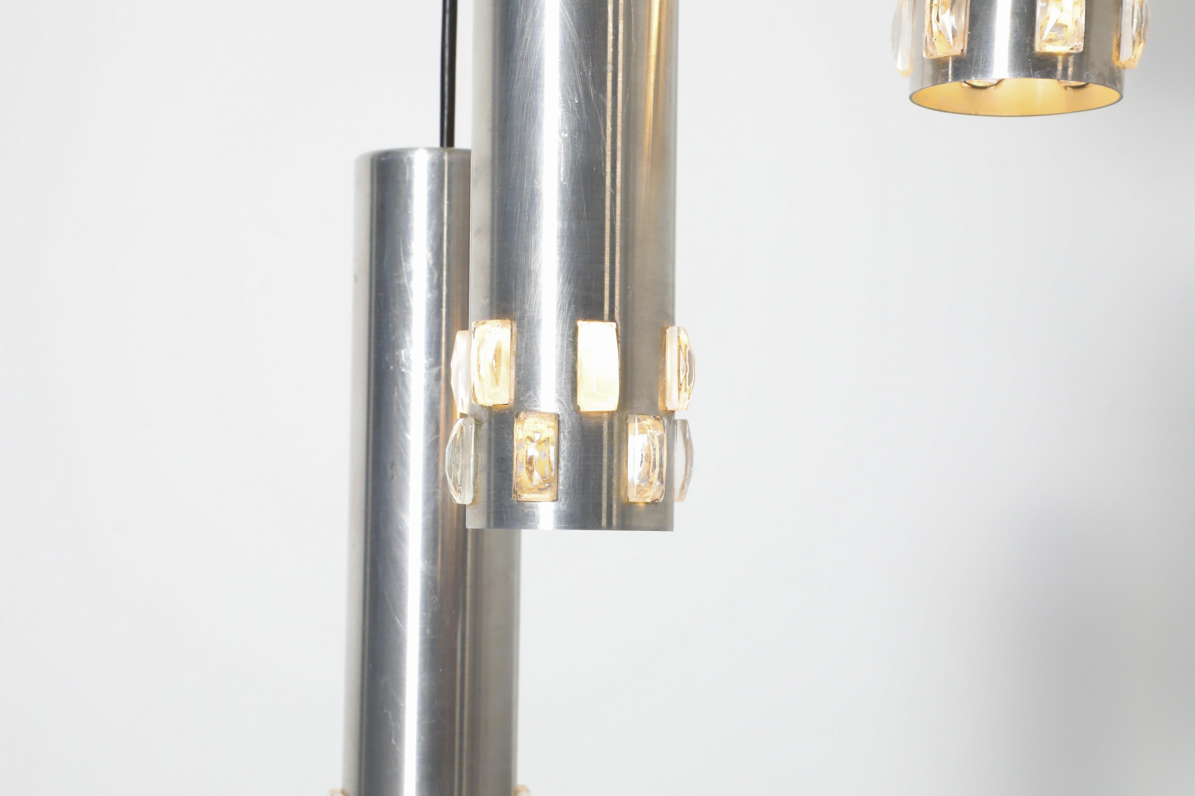 Philips zugeschrieben Hanging Chrome Tube Ceiling Light Kronleuchter (Aluminium) im Angebot