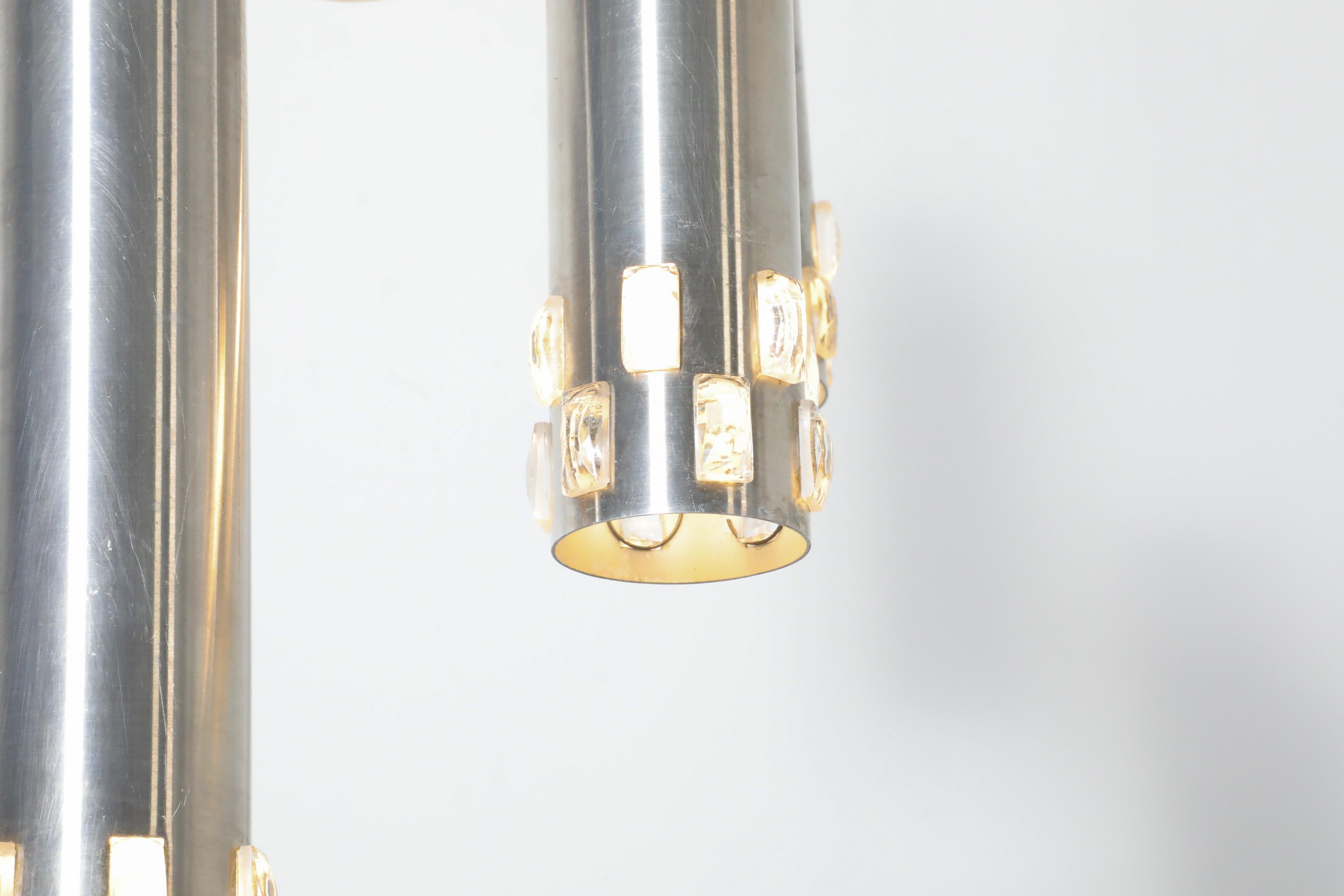 Philips zugeschrieben Hanging Chrome Tube Ceiling Light Kronleuchter im Angebot 1