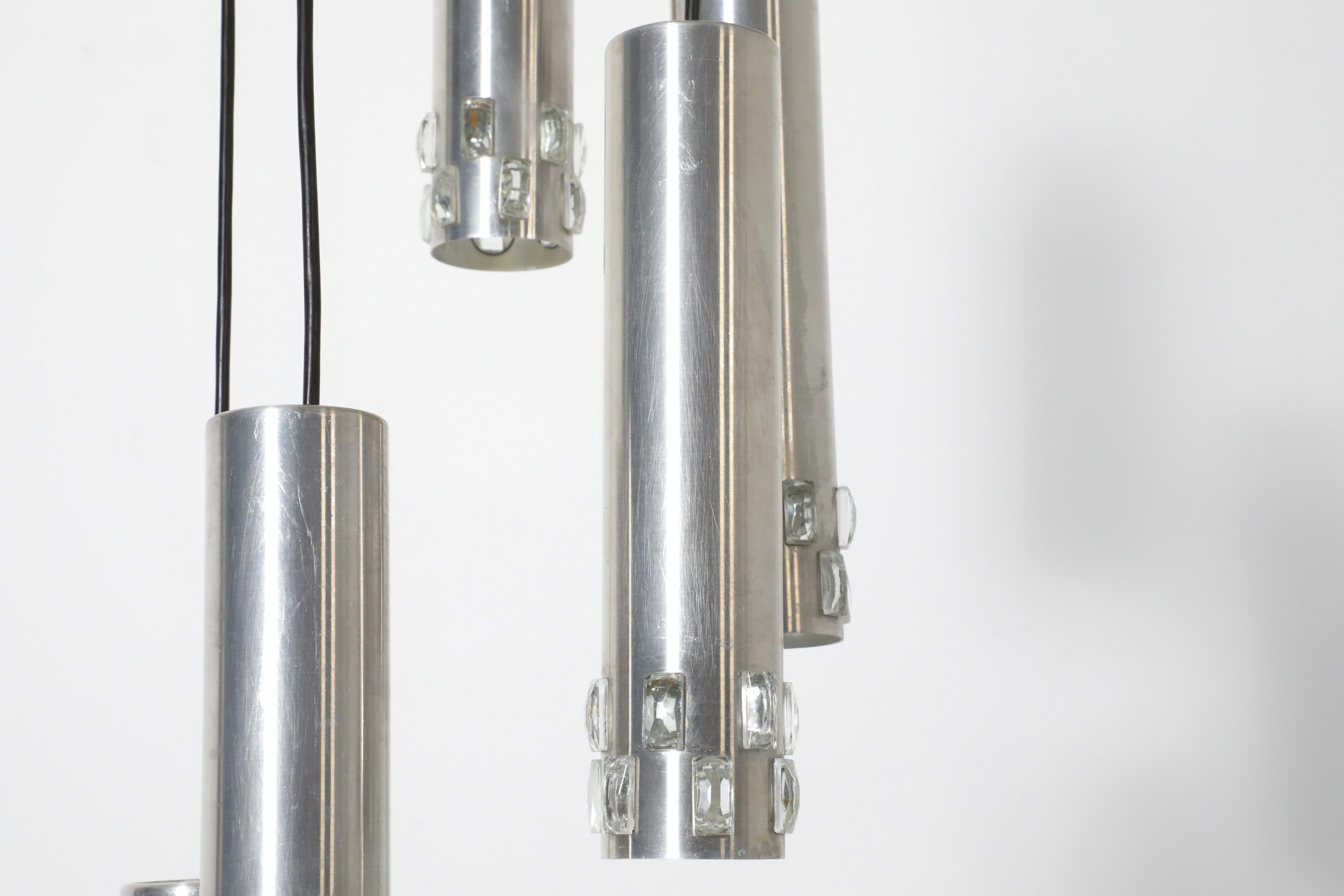 Philips zugeschrieben Hanging Chrome Tube Ceiling Light Kronleuchter im Angebot 2