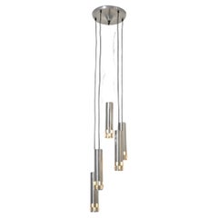 Used Philips attributed Hanging Chrome Tube Ceiling Light Chandelier