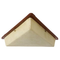 Philips Attributed Triangle Fiberglass and Teak Flush Mount Light